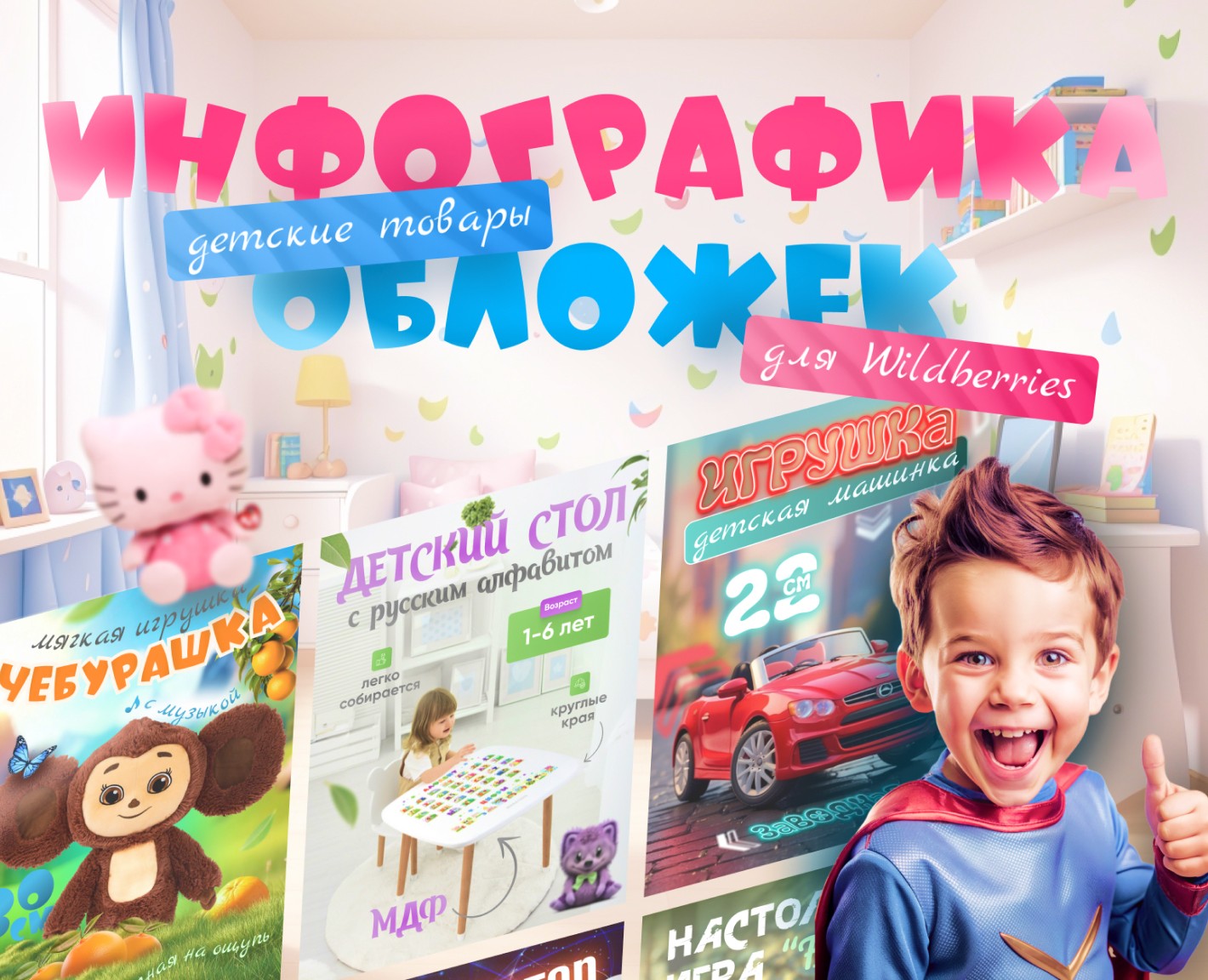 Инфографика. Дизайн для Wildberries. Детские товары — Графика, Маркетинг на Dprofile