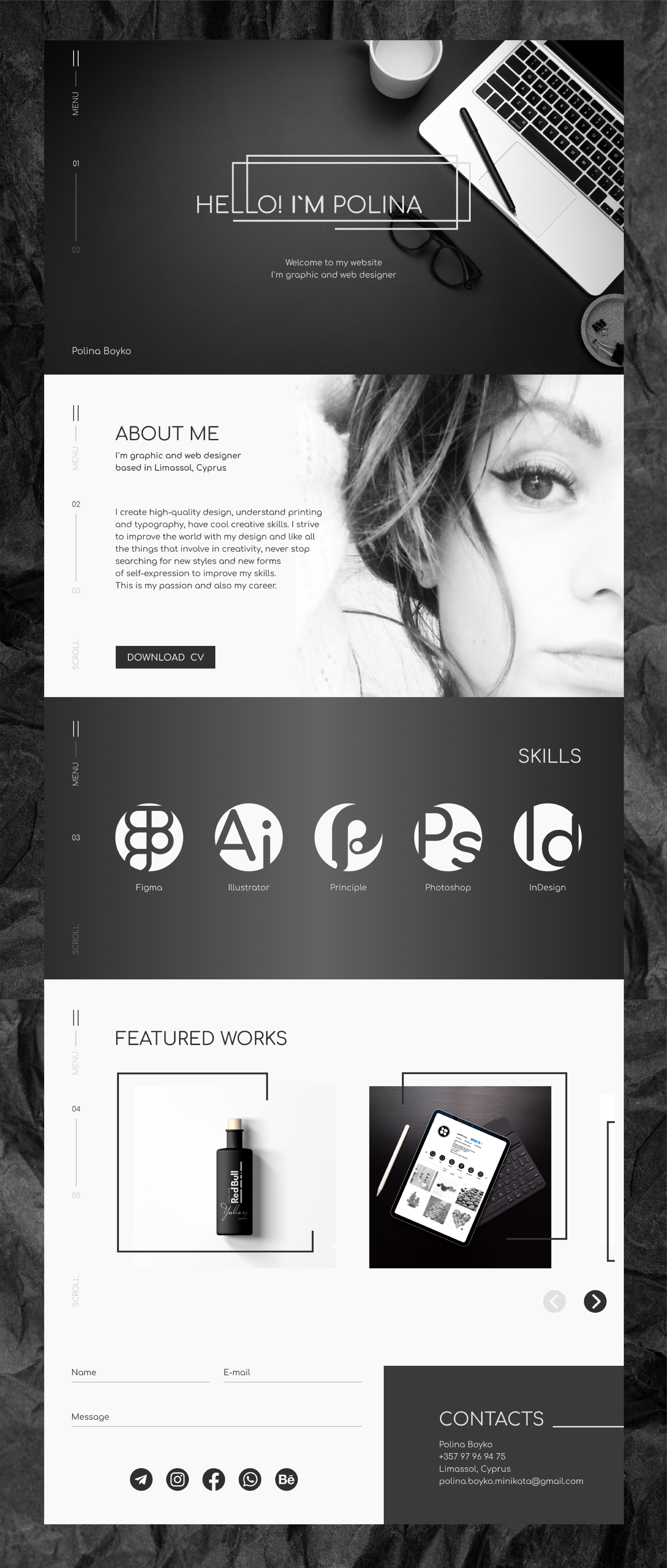 Portfolio Site / Макет сайта-портфолио — Изображение №3 — Интерфейсы, Брендинг на Dprofile