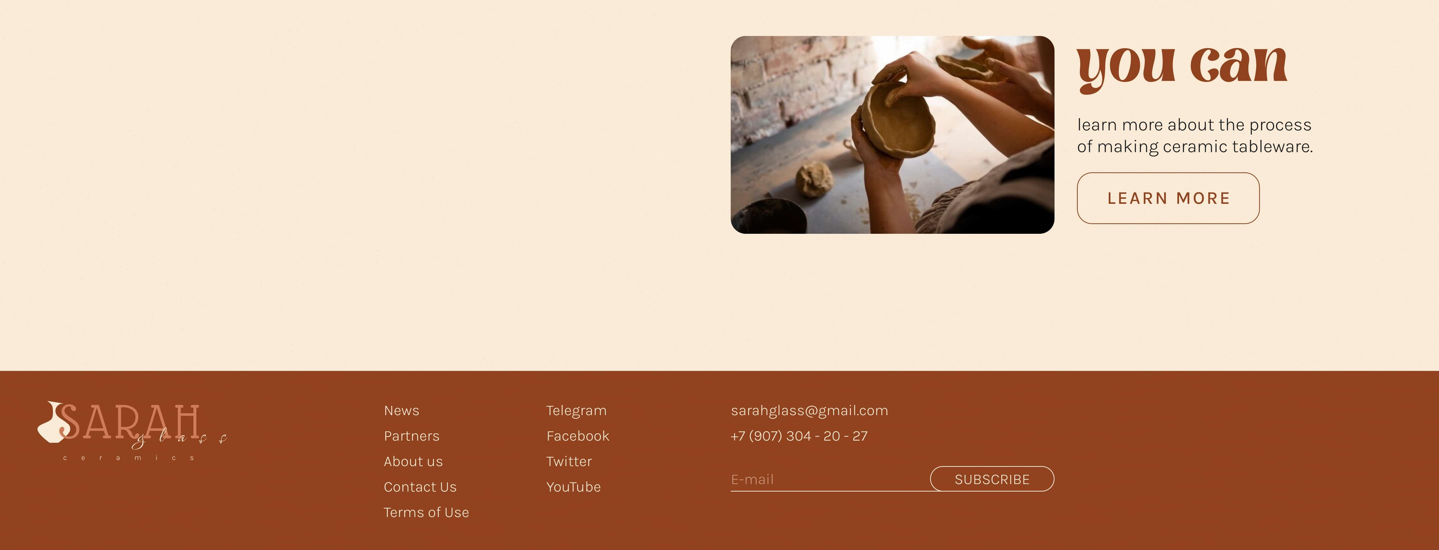 Sarah Glass Ceramics | Ceramic brand landing page — Изображение №5 — Интерфейсы, Брендинг на Dprofile