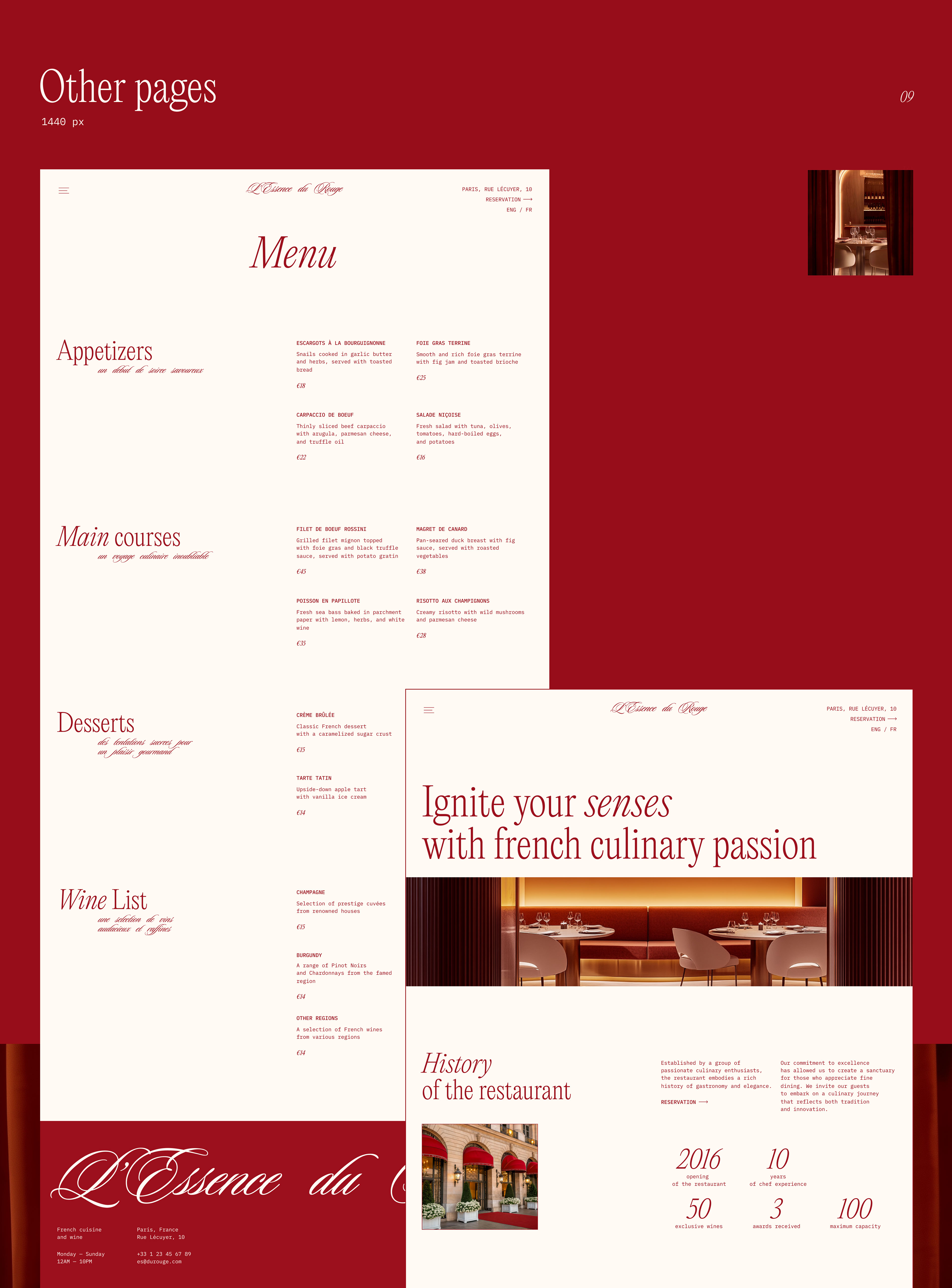 Restaurant L’Essence du Rouge / Website design — Изображение №11 — Интерфейсы, Брендинг на Dprofile