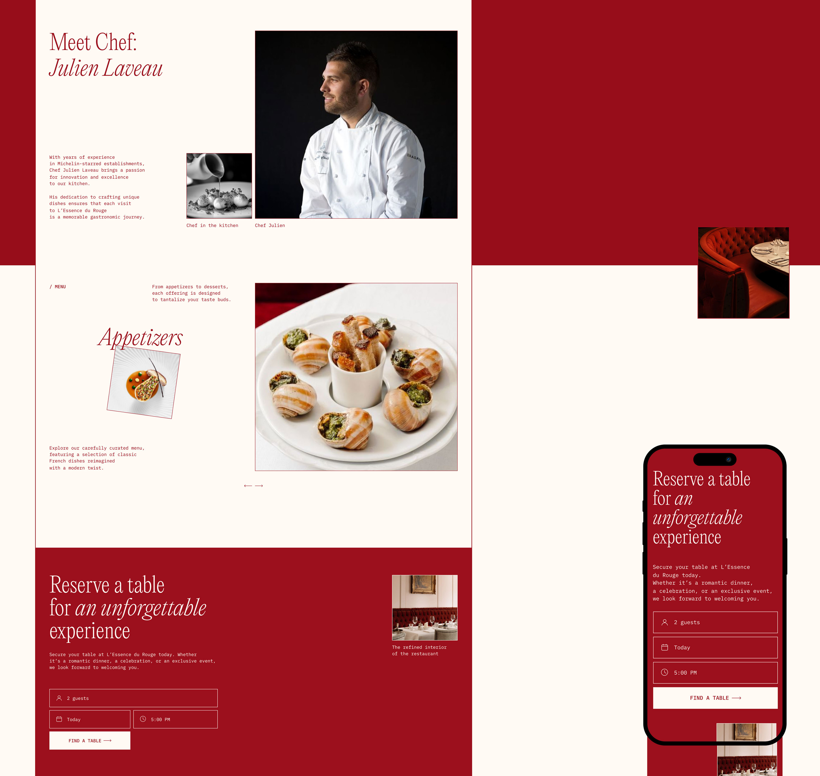 Restaurant L’Essence du Rouge / Website design — Изображение №9 — Интерфейсы, Брендинг на Dprofile
