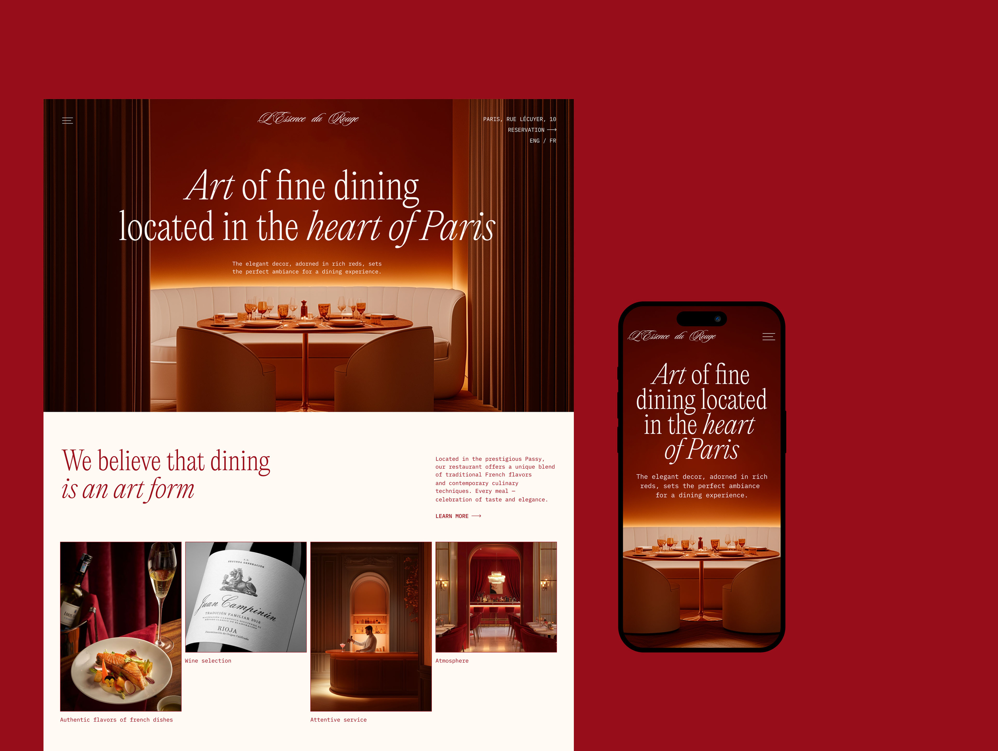 Restaurant L’Essence du Rouge / Website design — Изображение №8 — Интерфейсы, Брендинг на Dprofile