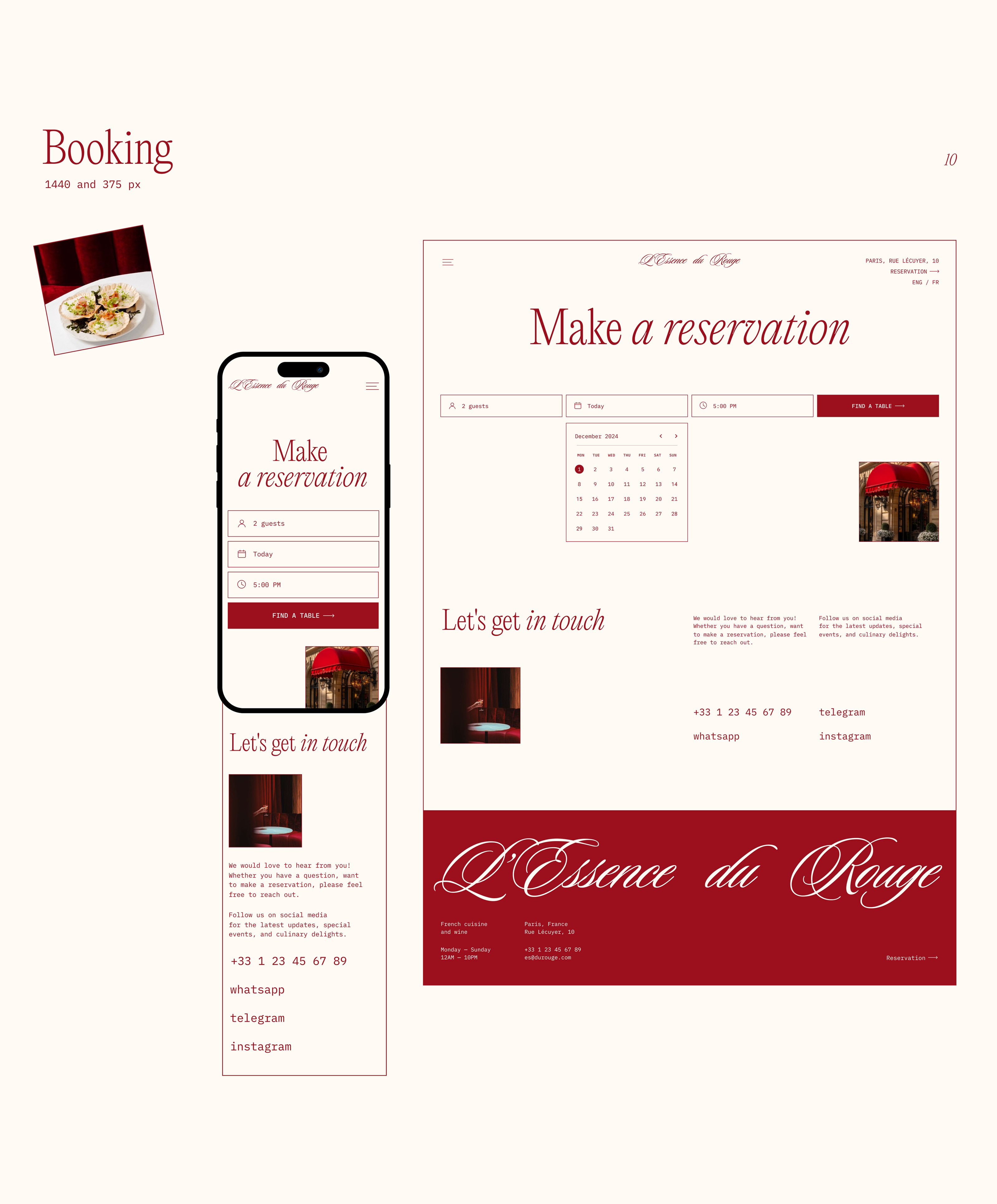 Restaurant L’Essence du Rouge / Website design — Изображение №13 — Интерфейсы, Брендинг на Dprofile