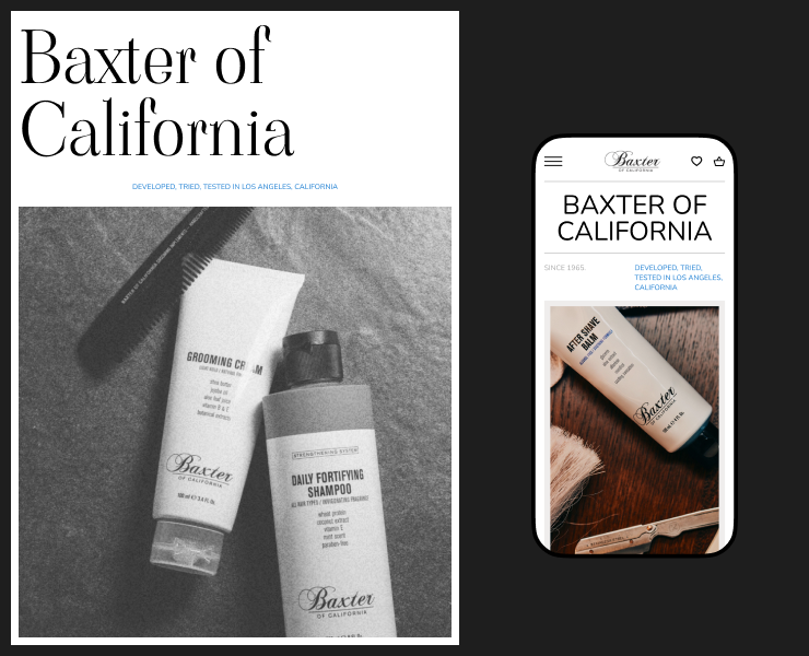 Baxter of California — Интерфейсы, Графика на Dprofile