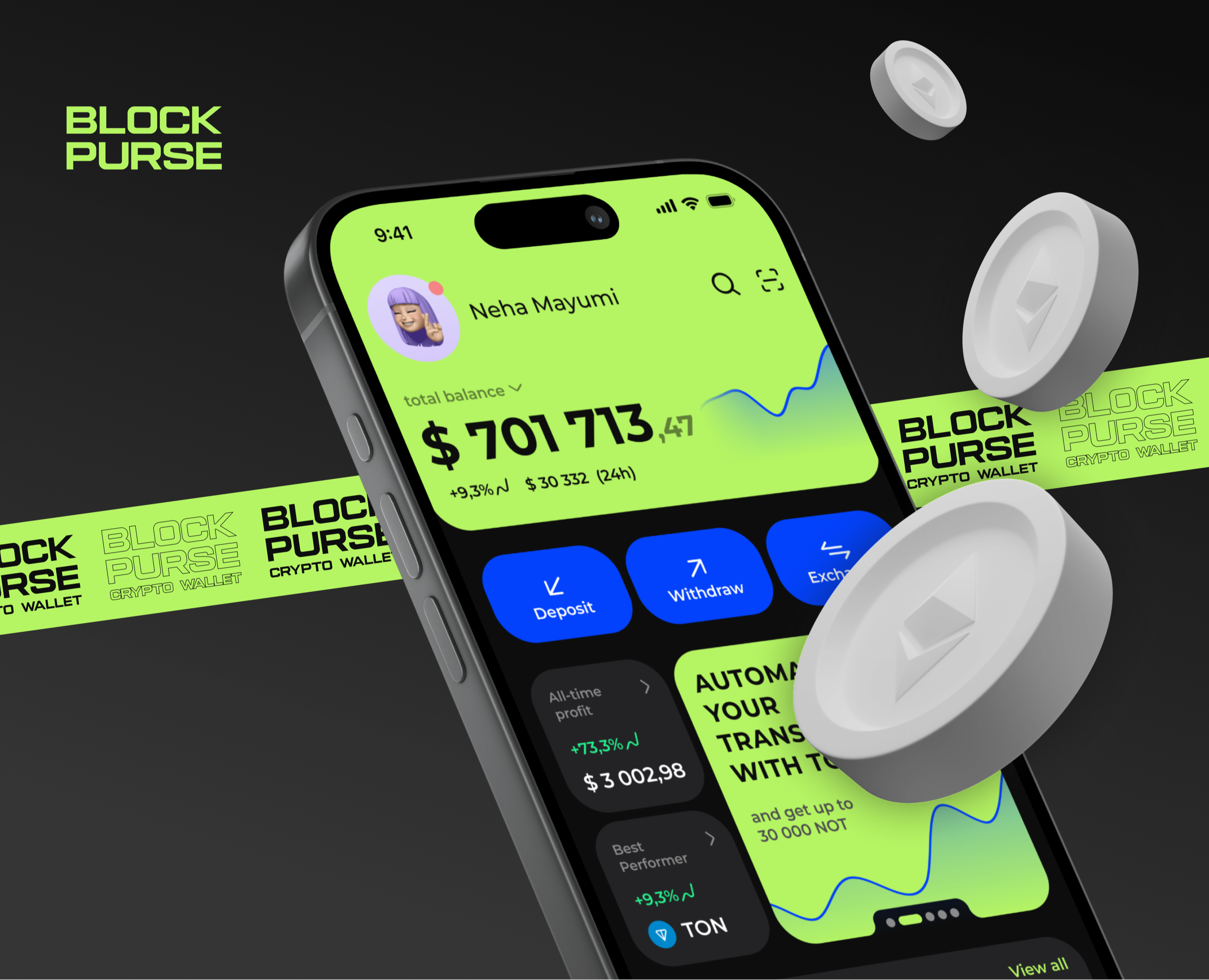 Crypto Wallet Mobile App — Интерфейсы на Dprofile