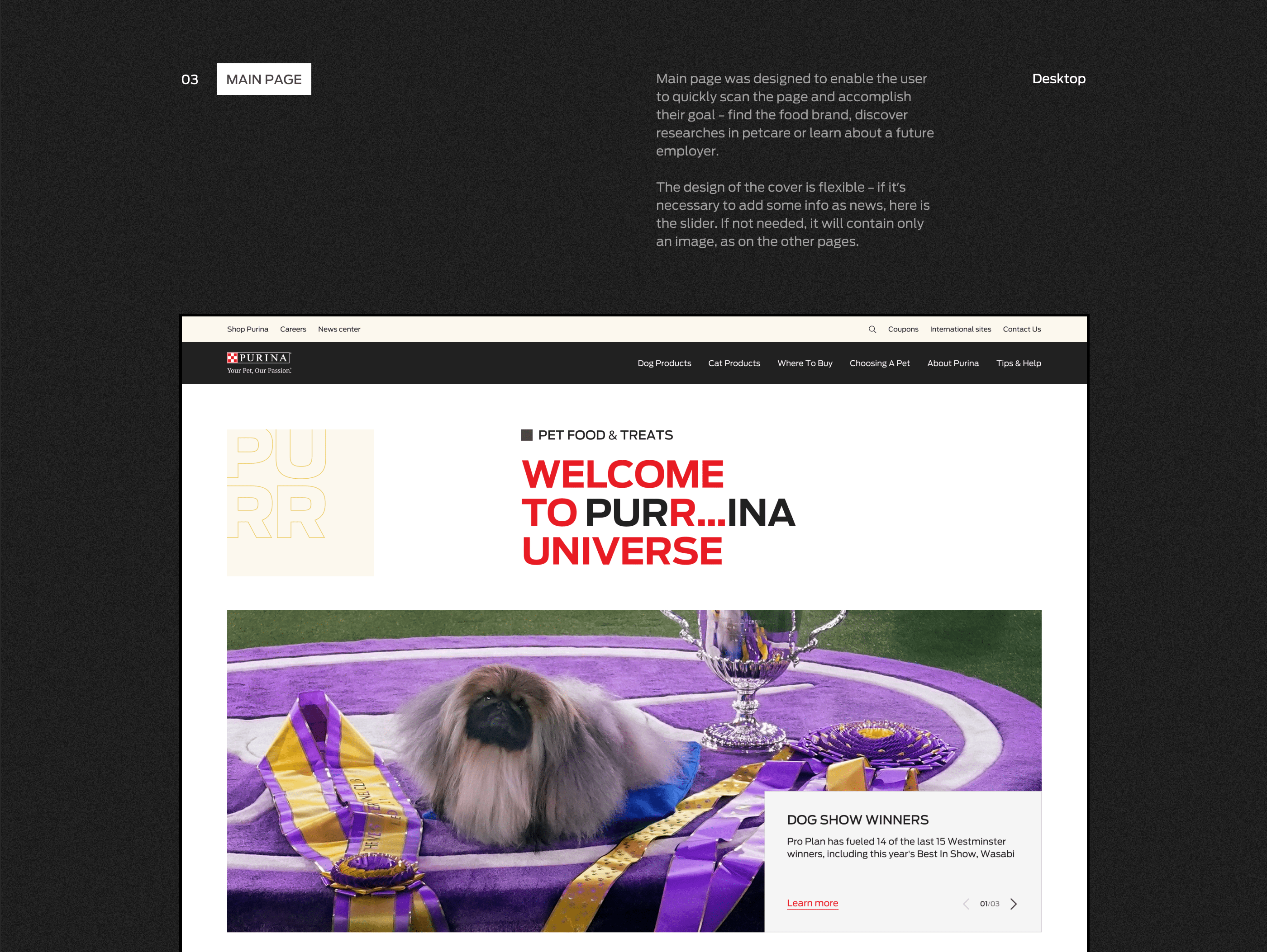 Purina Corporate website UX/UI redesign — Изображение №5 — Интерфейсы, Анимация на Dprofile
