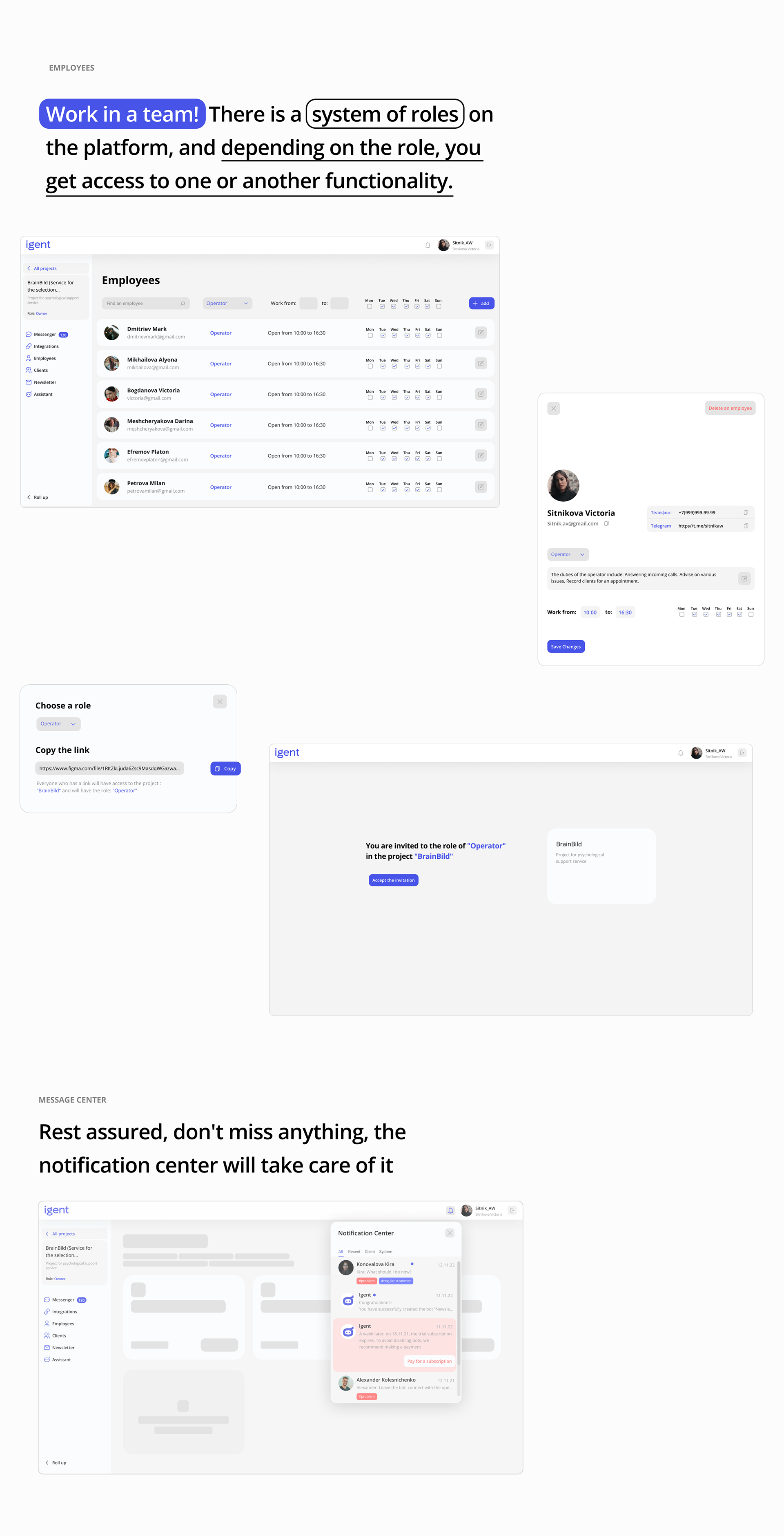 IGENT - CRM service with built in AI — Изображение №12 — Интерфейсы на Dprofile