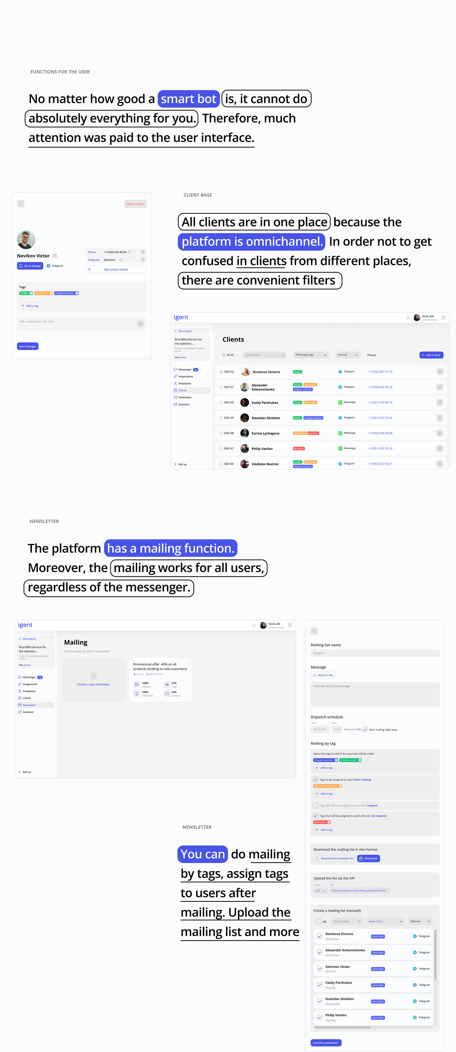 IGENT - CRM service with built in AI — Изображение №11 — Интерфейсы на Dprofile