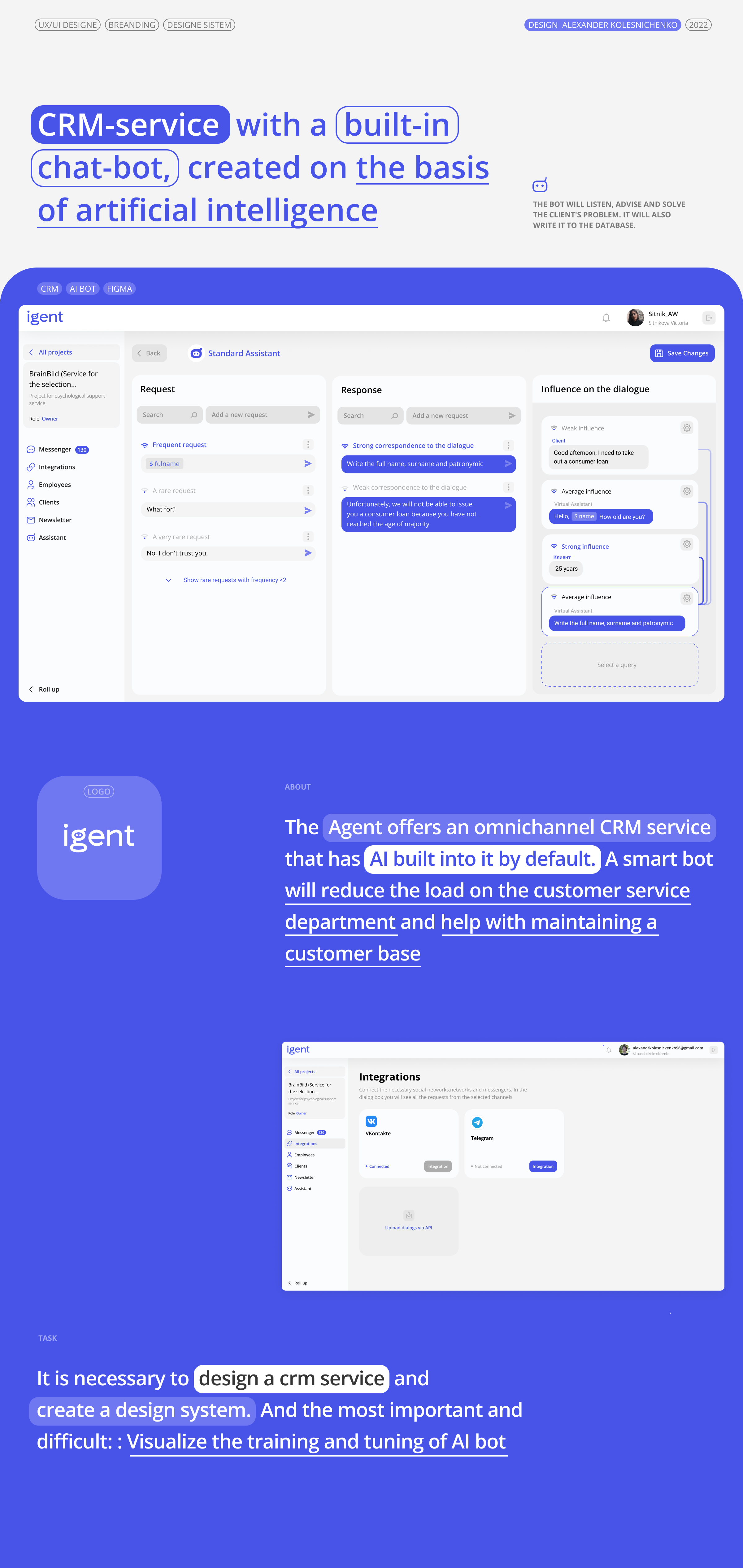 IGENT - CRM service with built in AI — Изображение №1 — Интерфейсы на Dprofile