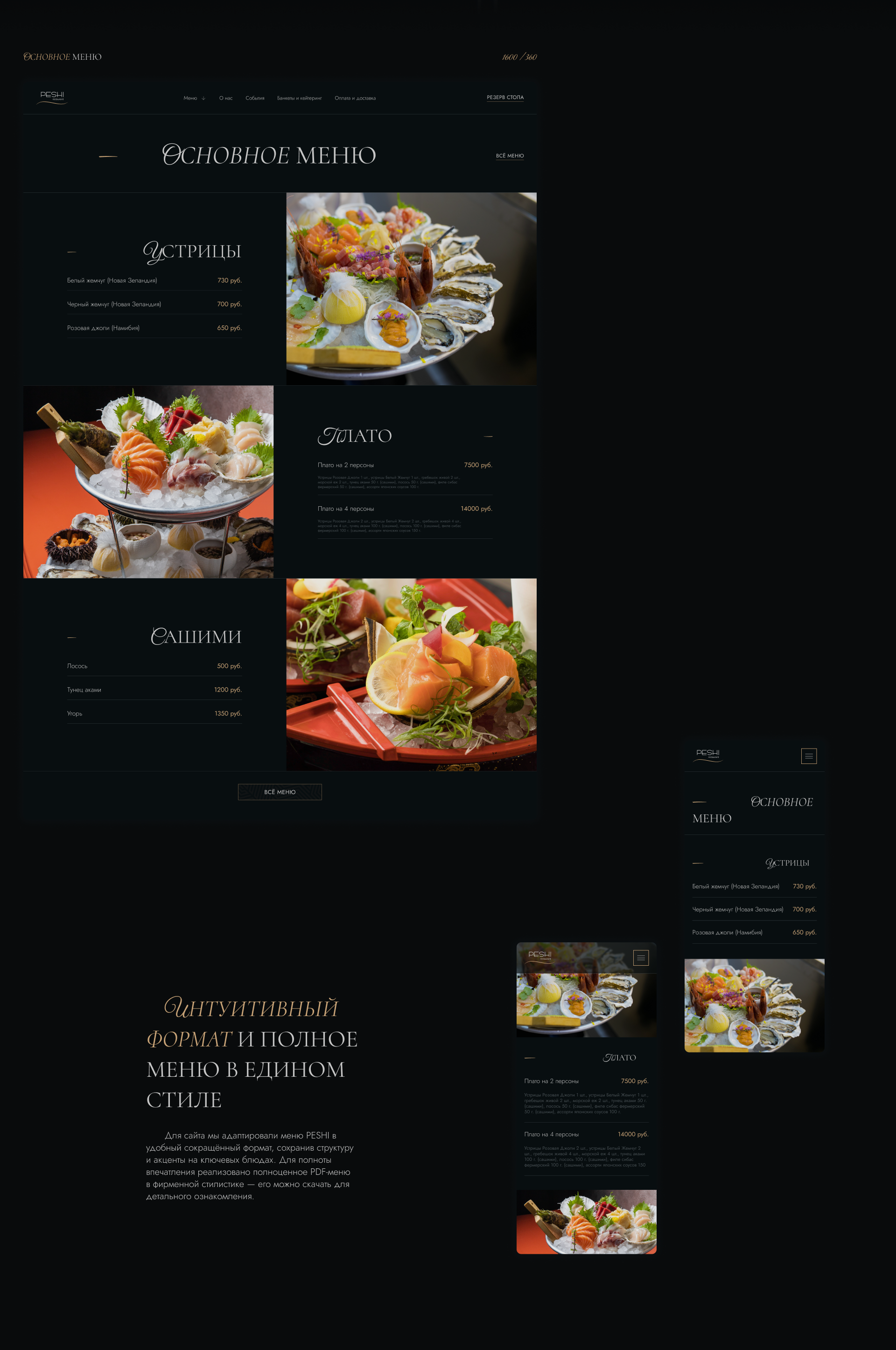 Peshi Restaurant | web. & anim. | case — Изображение №4 — Интерфейсы, Анимация на Dprofile