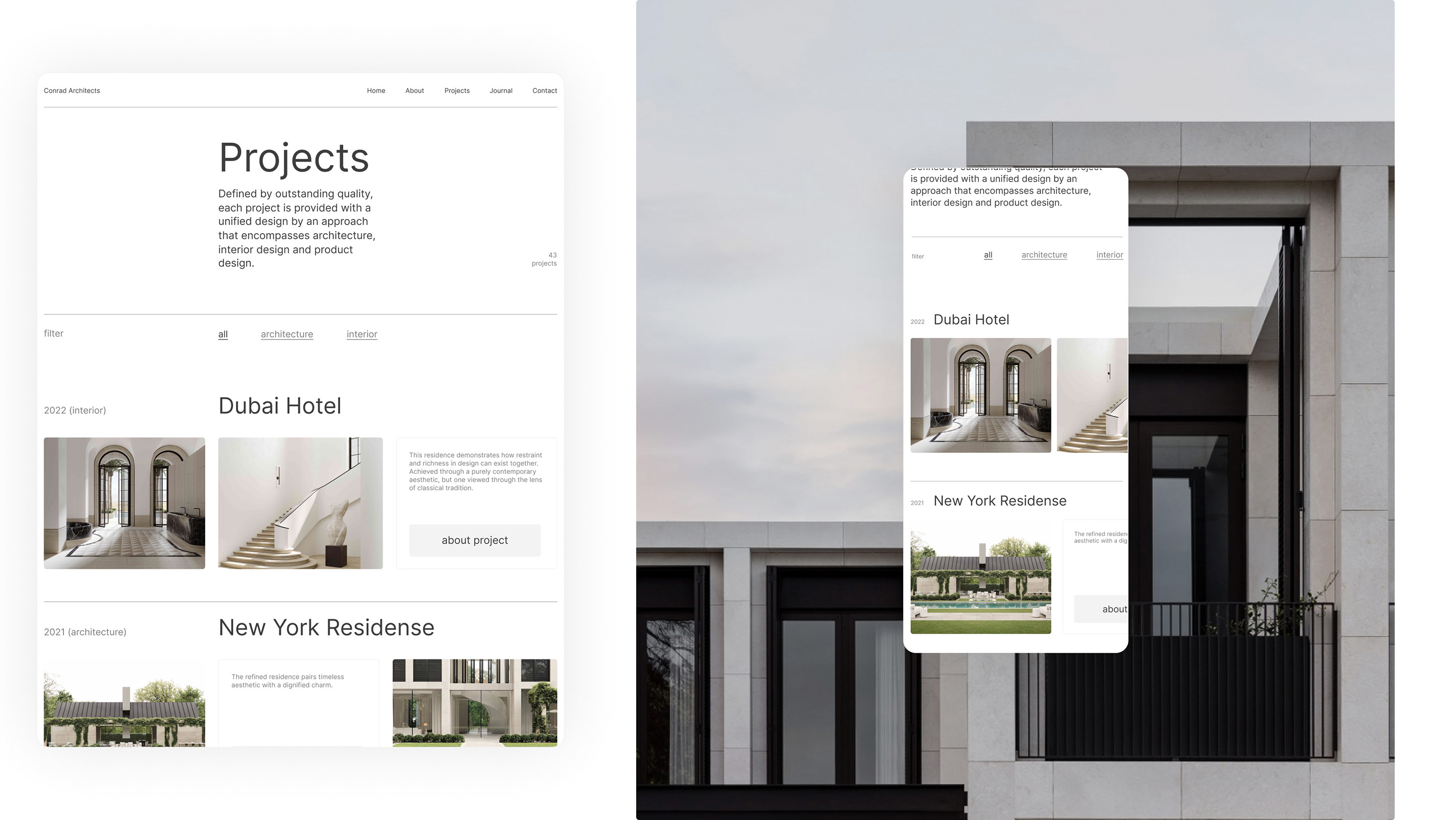 Conrad Architects | web. | concept — Изображение №6 — Интерфейсы, Маркетинг на Dprofile