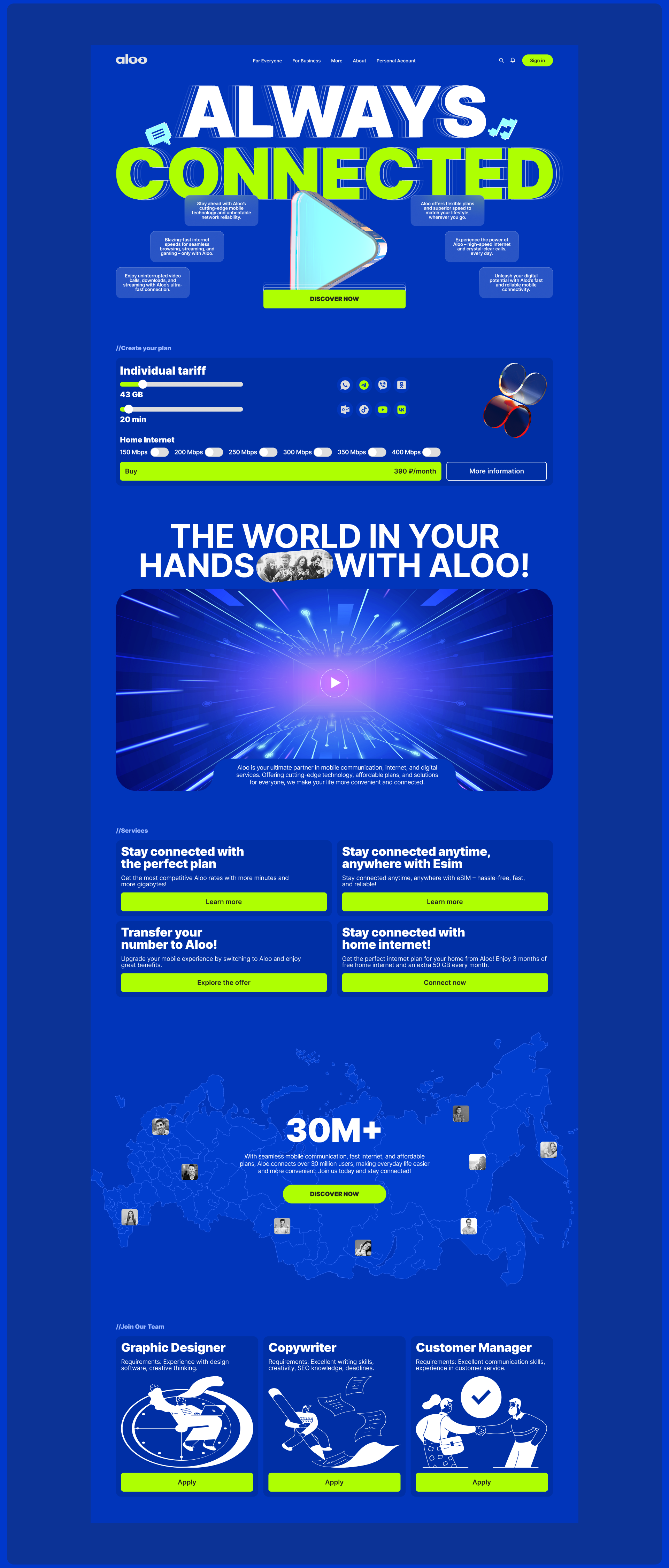 Aloo | Mobile Operator Website — Изображение №2 — Интерфейсы на Dprofile
