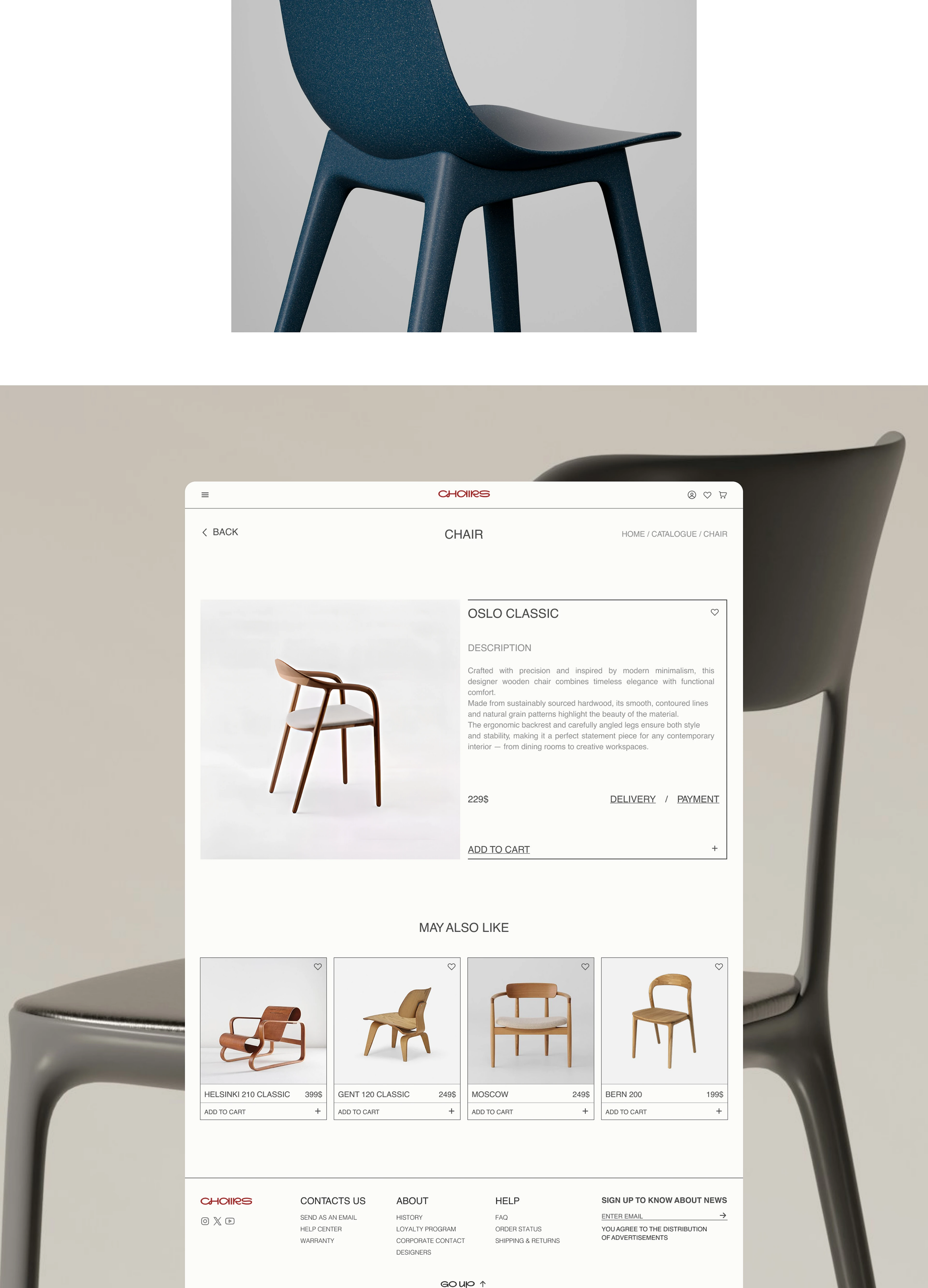 CHAIRS | E-COMMERCE WEBSITE DESIGN — Изображение №6 — Интерфейсы, Брендинг на Dprofile