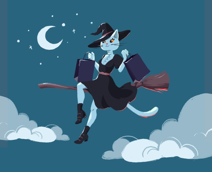 Little witch cat - series of illustrations на Dprofile
