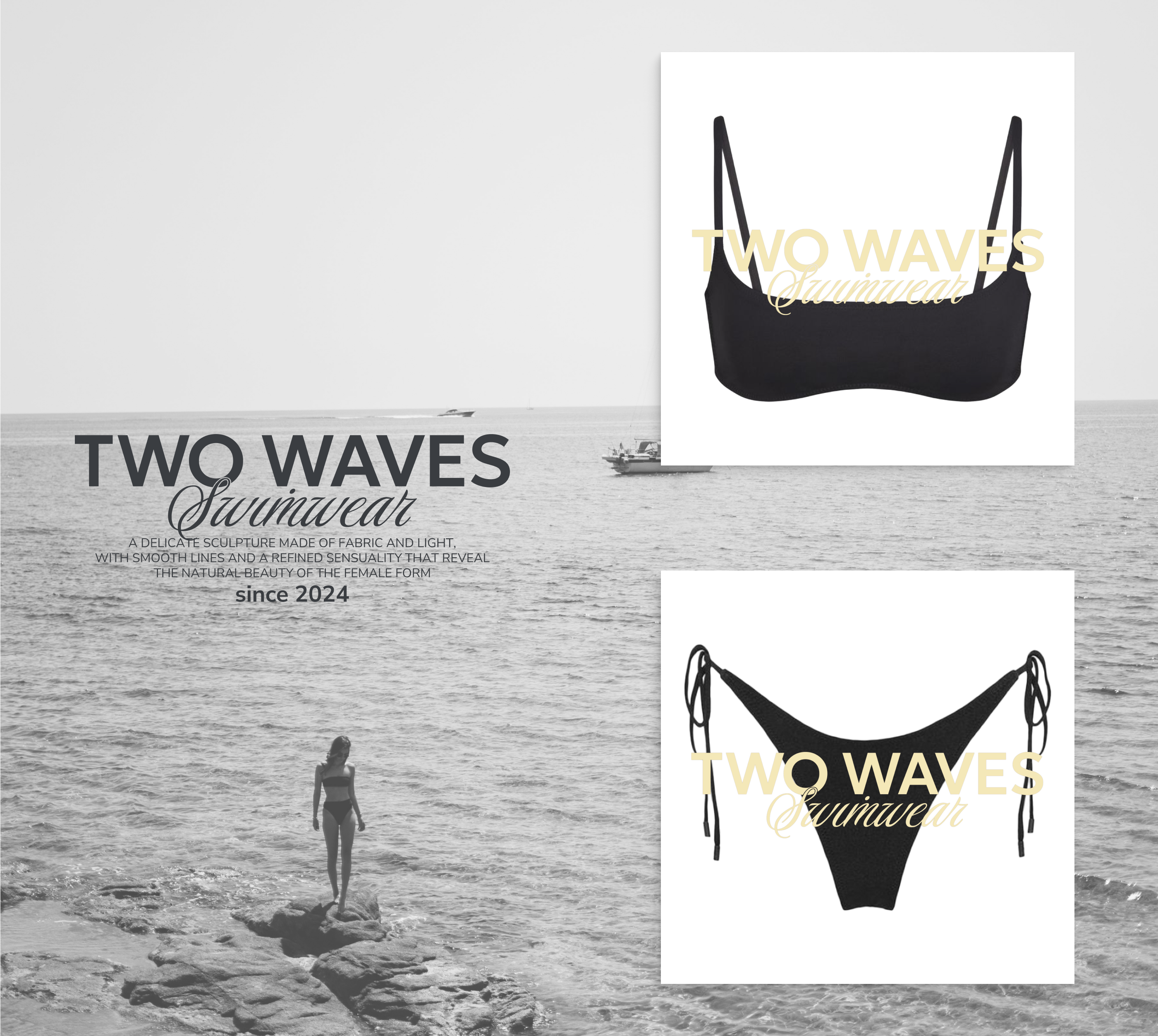 "TWO WAVES" Фирменный стиль для бренда купальников — Изображение №2 — Брендинг на Dprofile