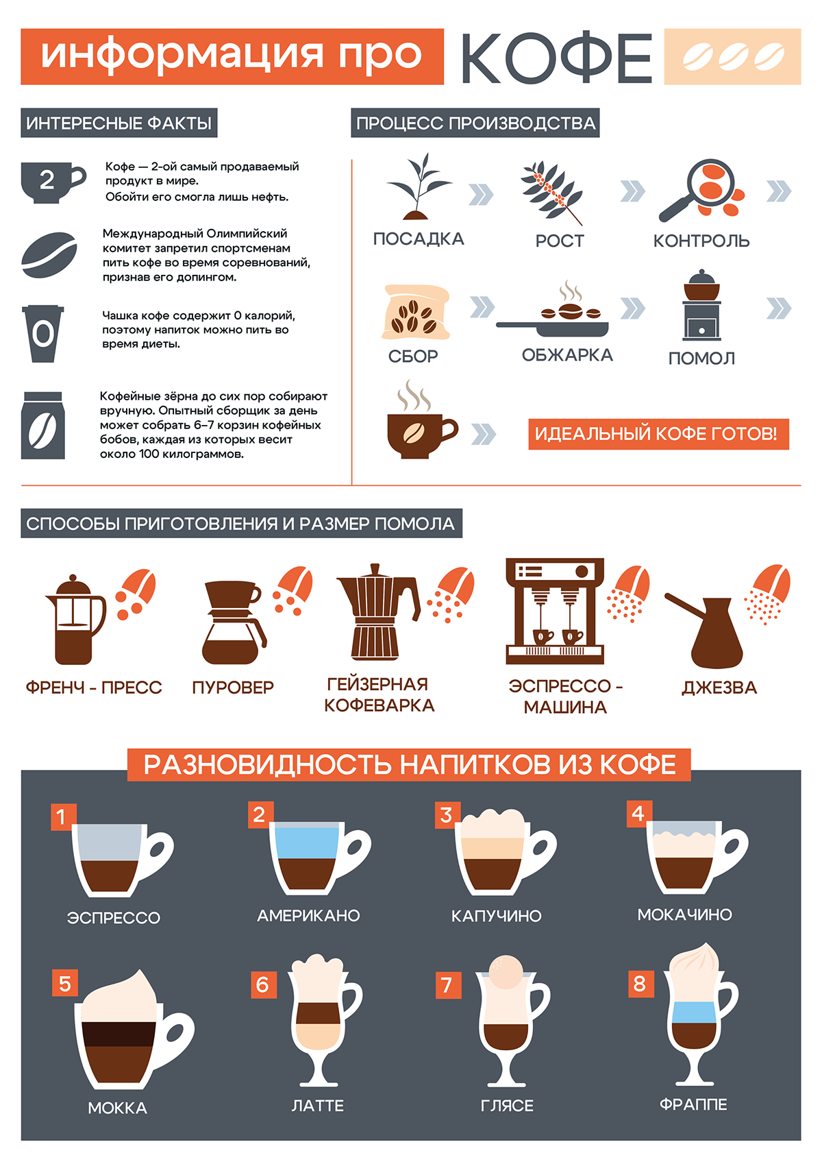 Инфографика о разновидности кофе — Изображение №2 — Иллюстрация, Графика на Dprofile