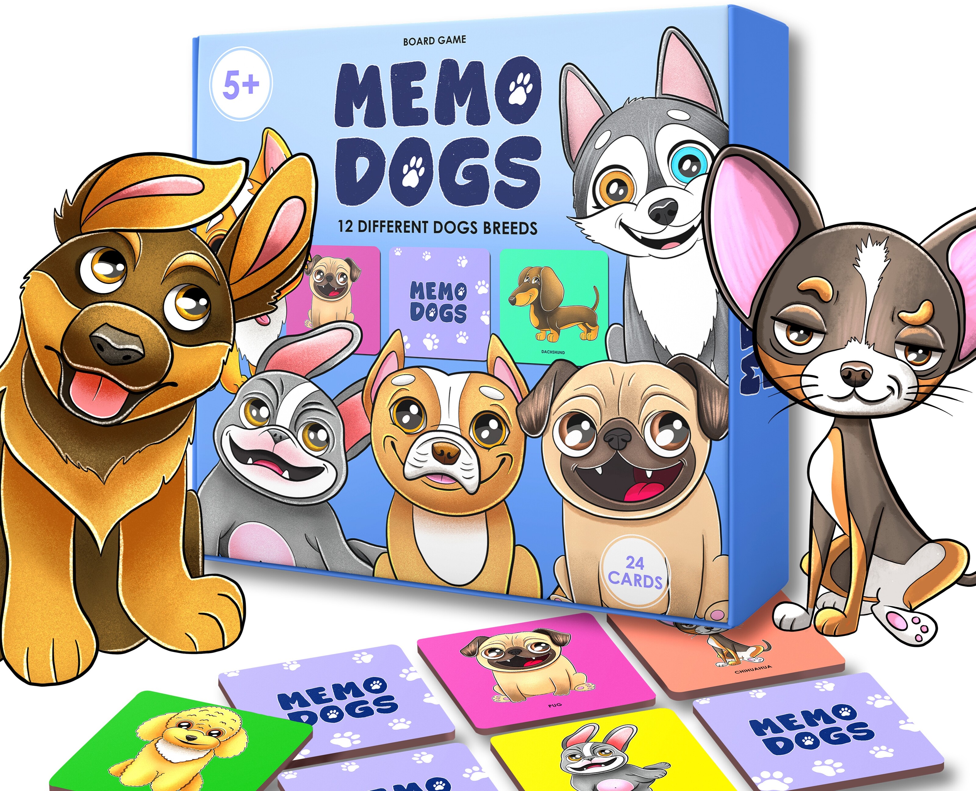 Иллюстрации для детской настольной игры мемо с собачками — Брендинг, Иллюстрация на Dprofile