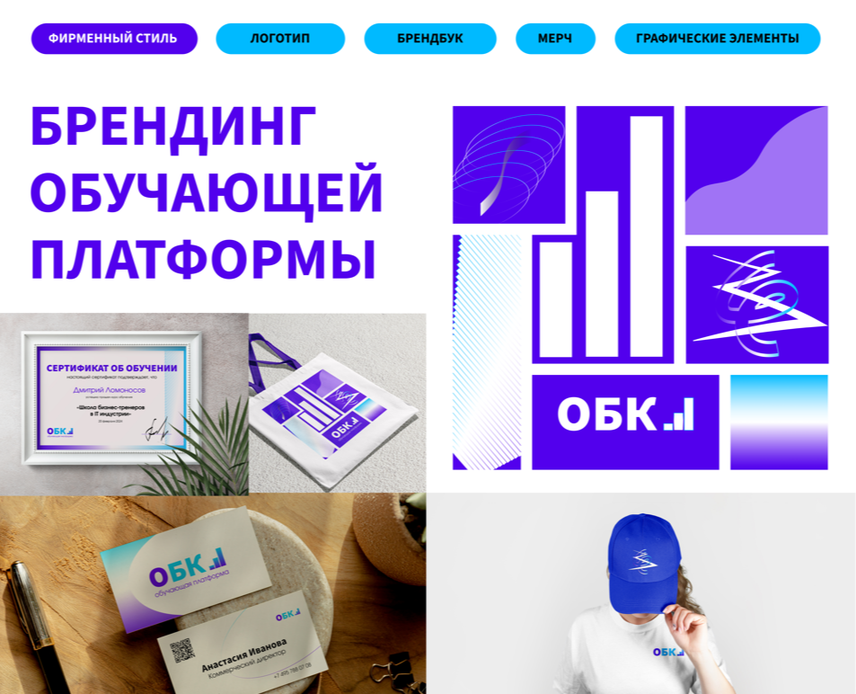 Айдентика для обучающей платформы на Dprofile