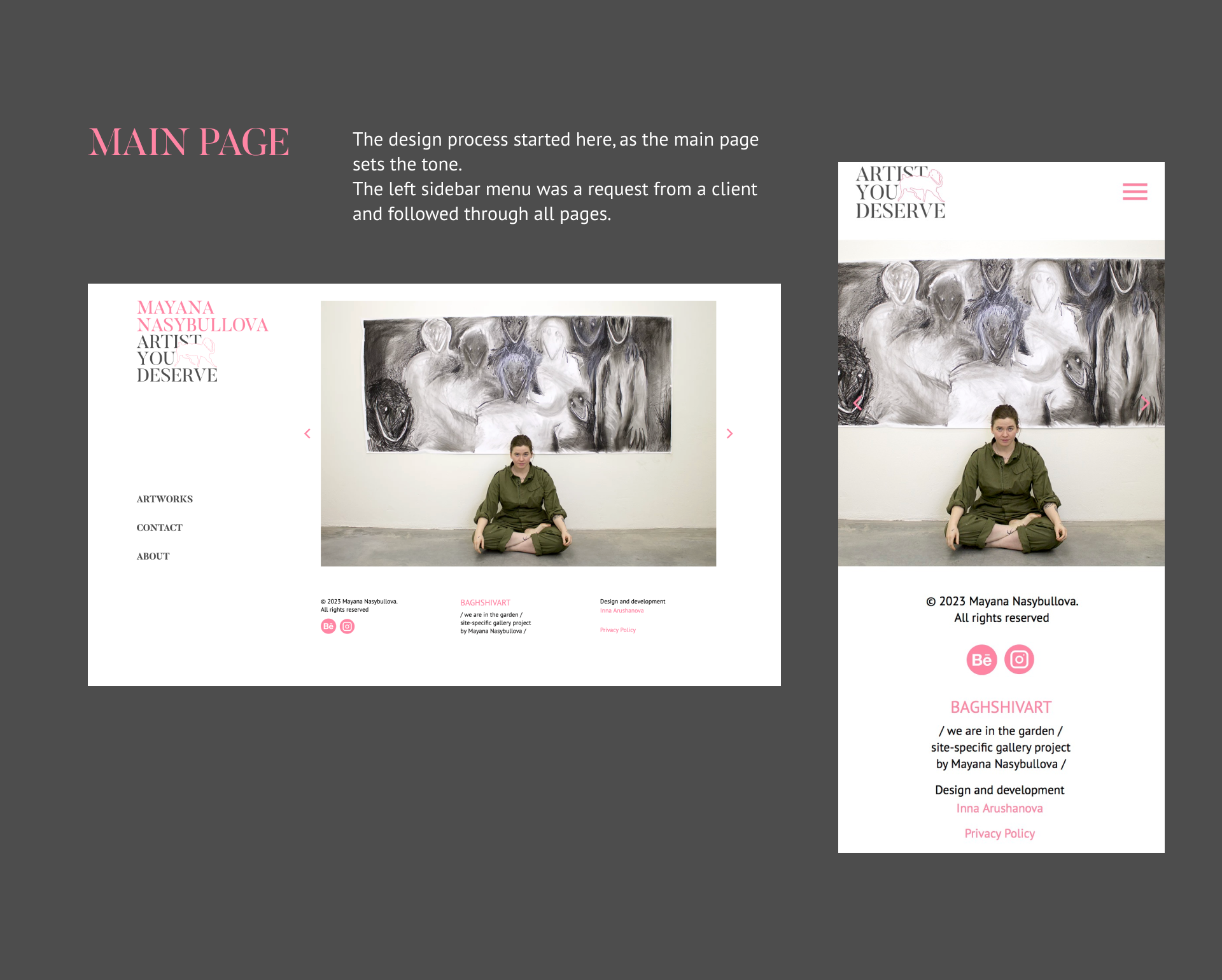 Artist Portfolio Website for Mayana Nasybullova — Изображение №5 — Интерфейсы, Брендинг на Dprofile