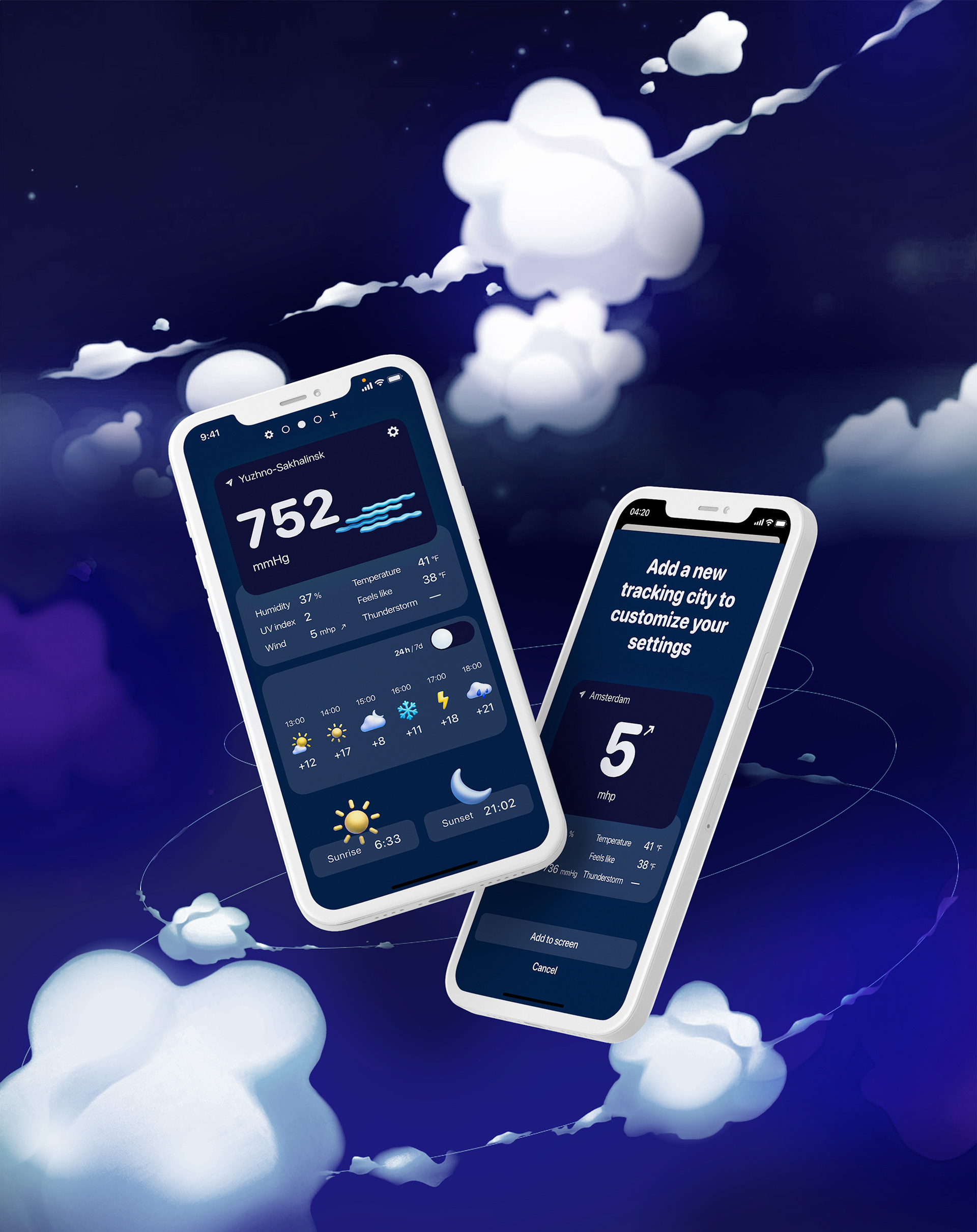weather forecast app — Изображение №4 — Интерфейсы, 3D на Dprofile