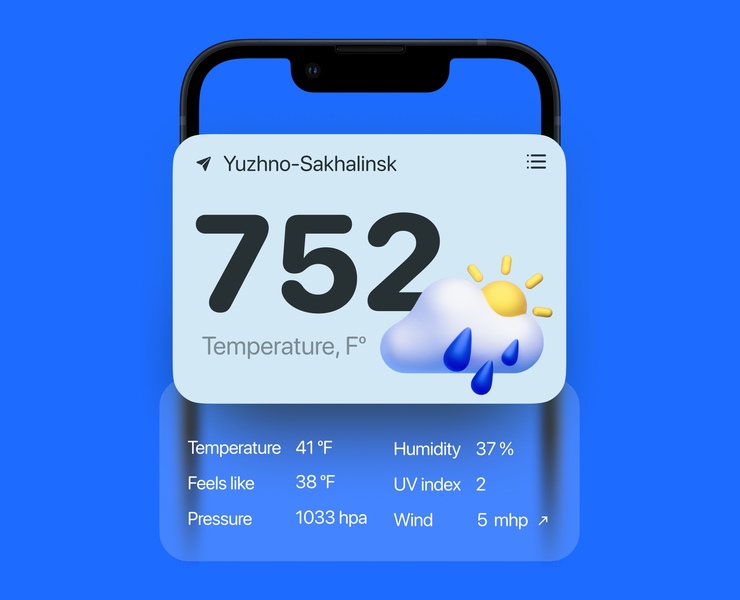 weather forecast app — Интерфейсы, 3D на Dprofile