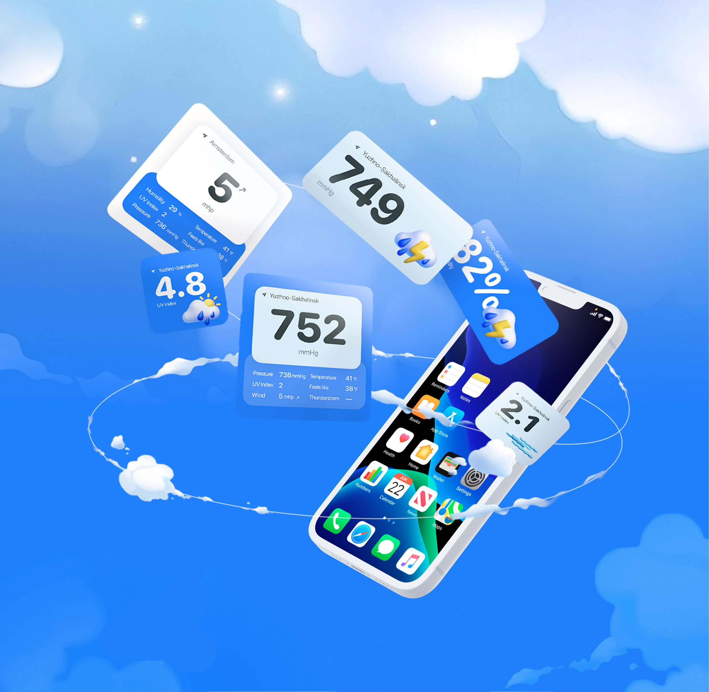 weather forecast app — Изображение №3 — Интерфейсы, 3D на Dprofile