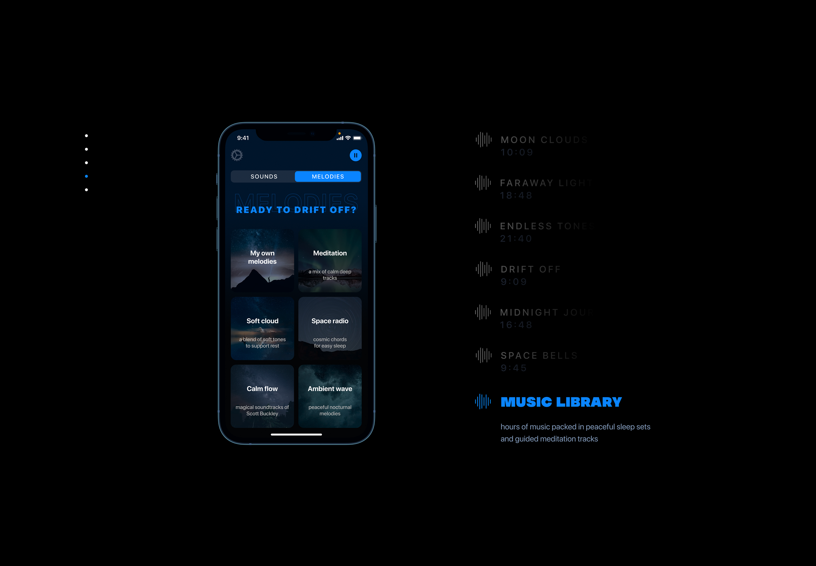 sleep music ios app UX/UI design — Изображение №4 — Интерфейсы, Графика на Dprofile