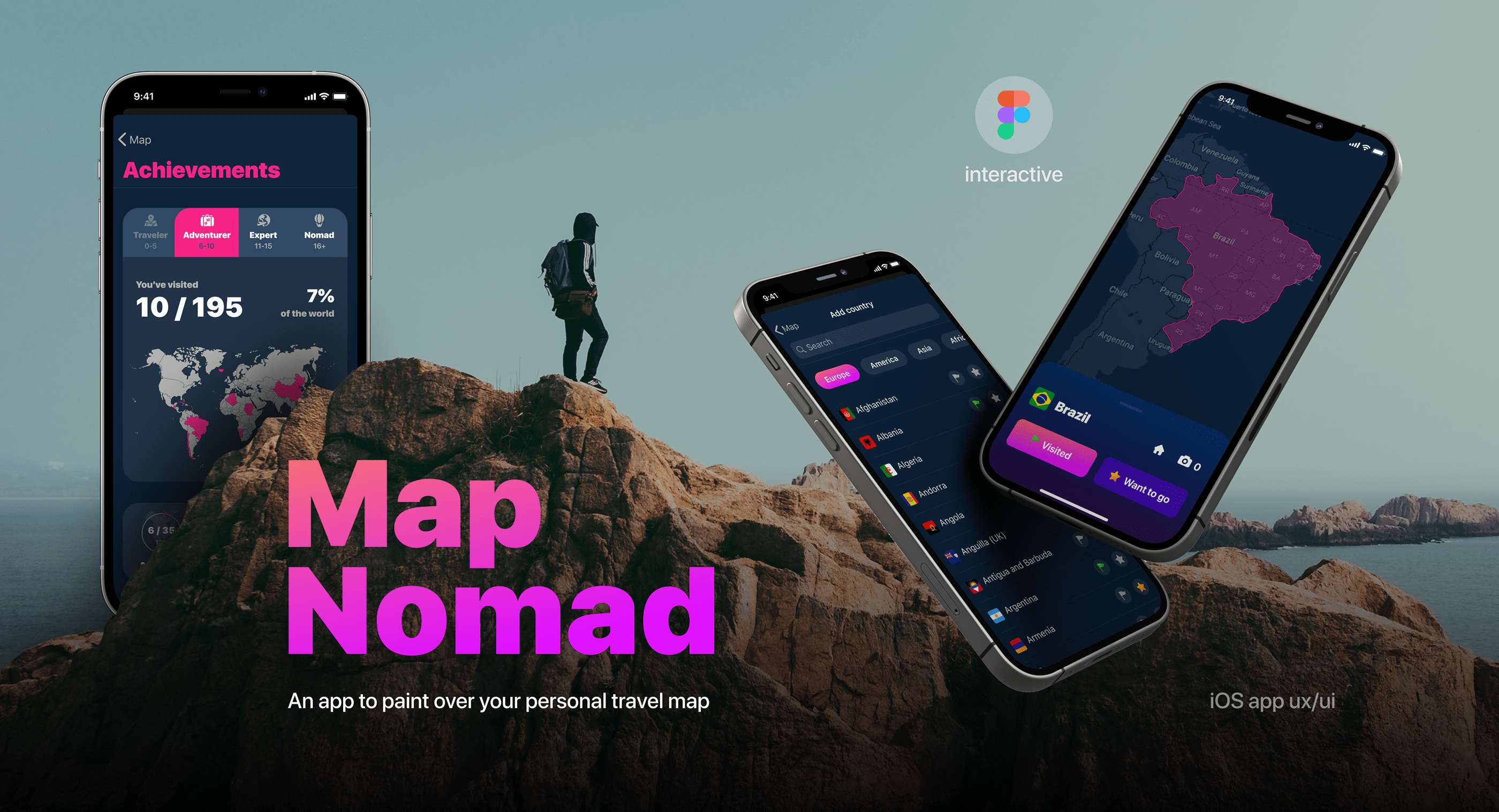 travel map app – interact prototype — Изображение №1 — Интерфейсы, Брендинг на Dprofile