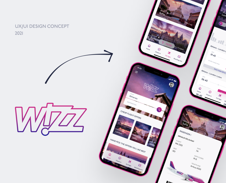 WIZZAIR. Mobile App Redesign Concept — Интерфейсы, Анимация на Dprofile