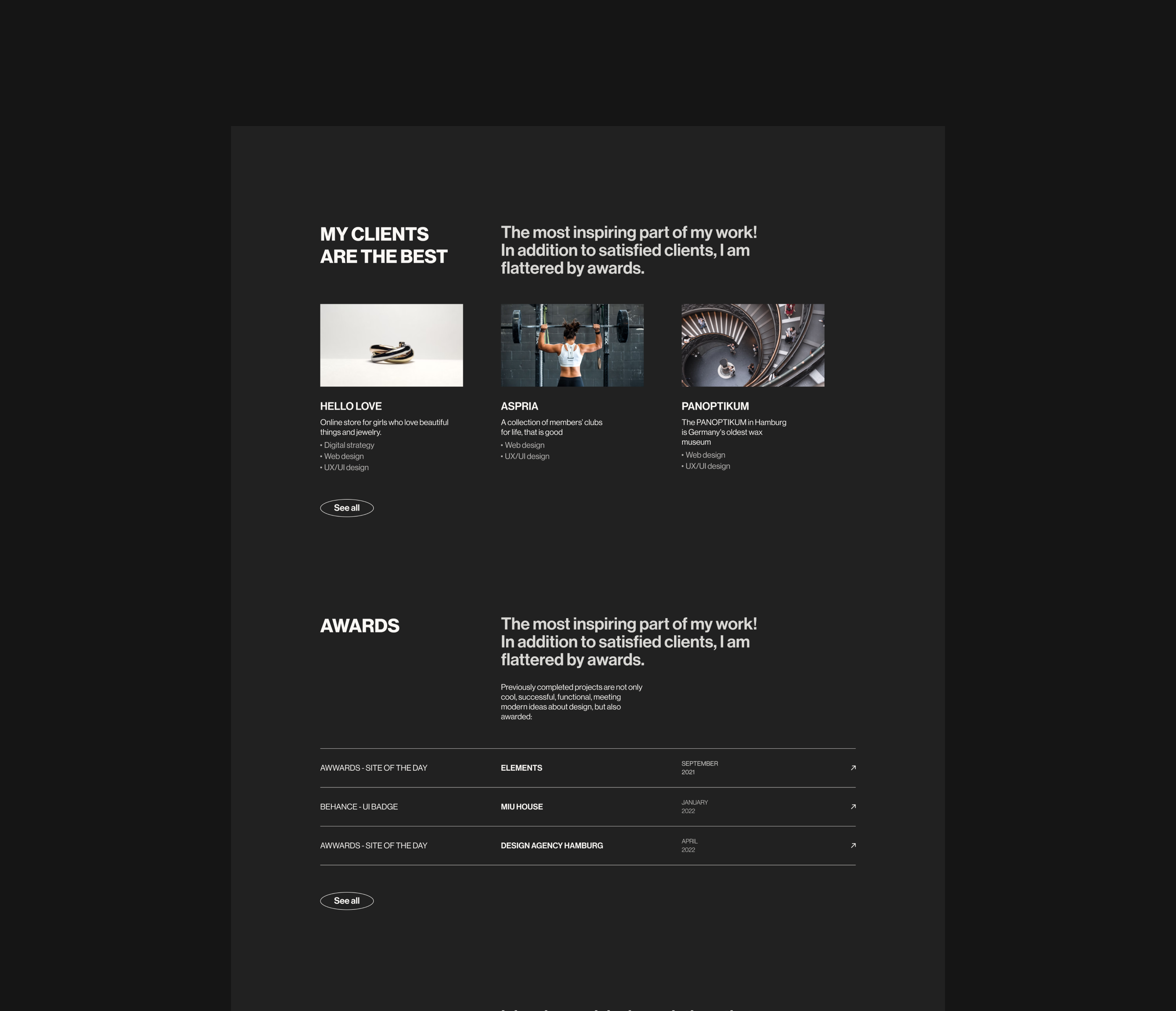 UX/UI Designer's website — Изображение №6 — Интерфейсы, Брендинг на Dprofile