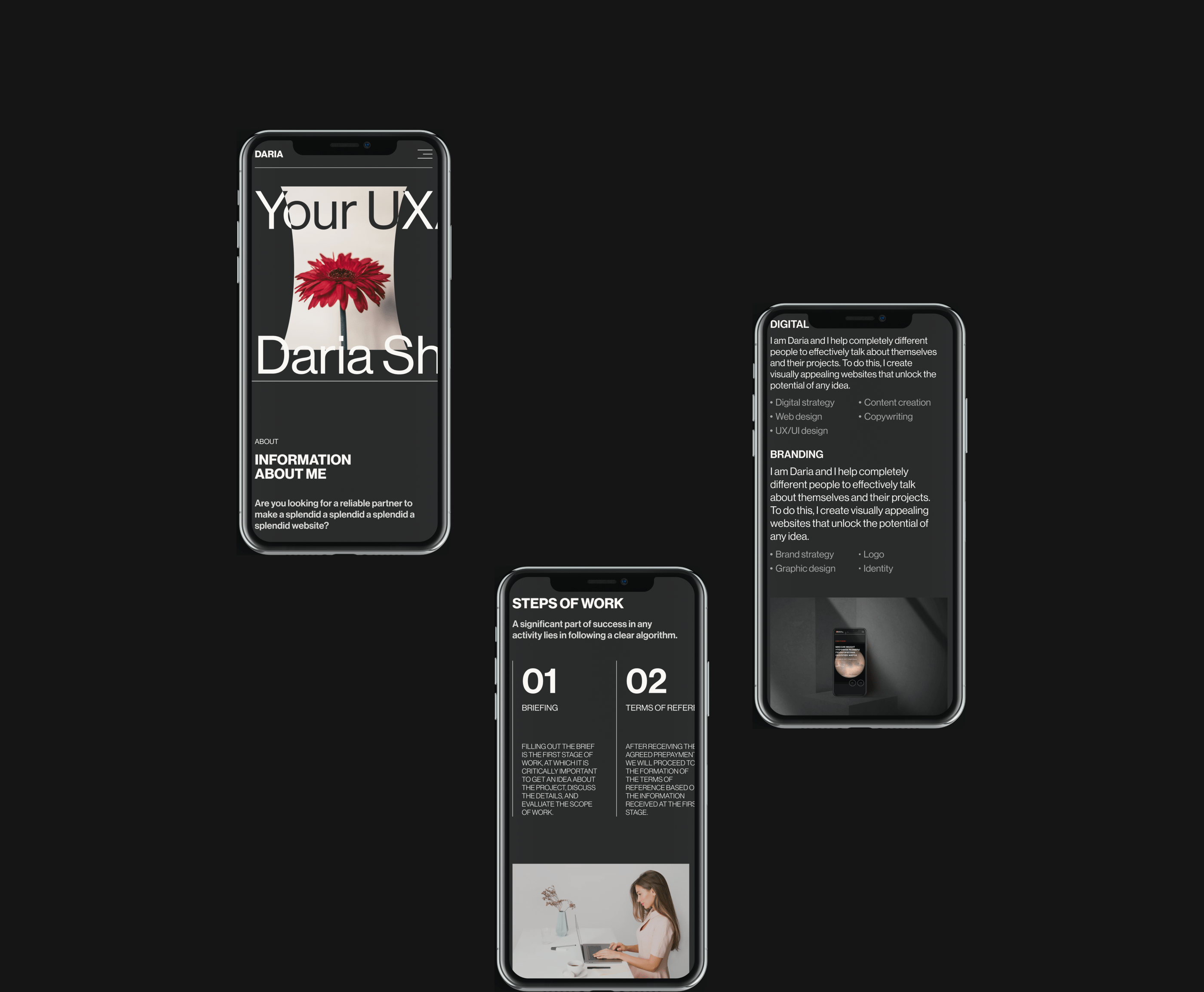 UX/UI Designer's website — Изображение №8 — Интерфейсы, Брендинг на Dprofile