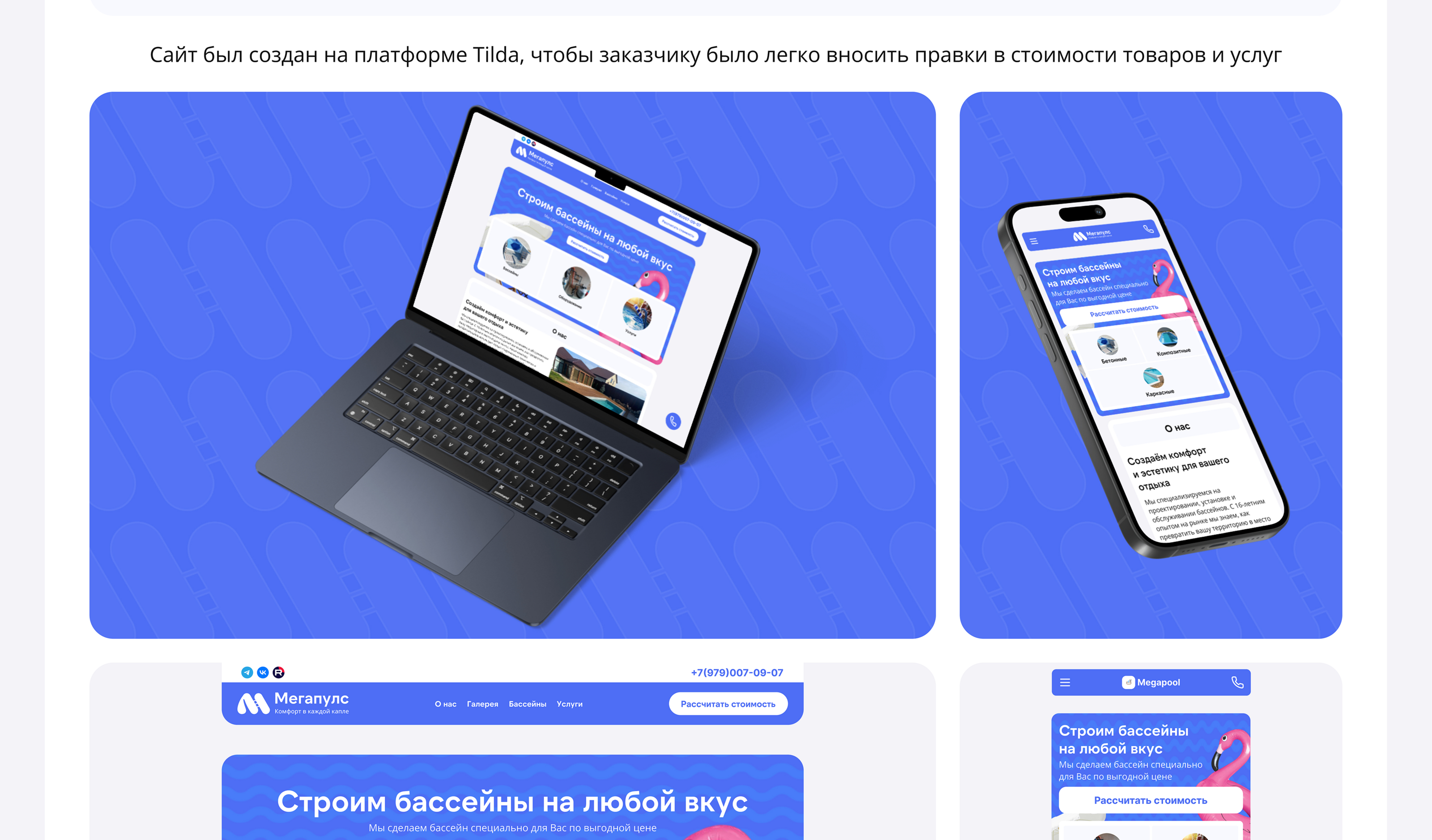 Мегапулс - компания по продаже бассейнов и оборудования — Изображение №7 — Интерфейсы, Брендинг на Dprofile