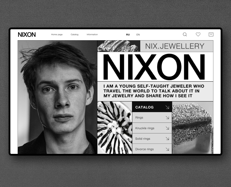 Концепция дизайна сайта для художника-ювелира Nixon — Интерфейсы на Dprofile