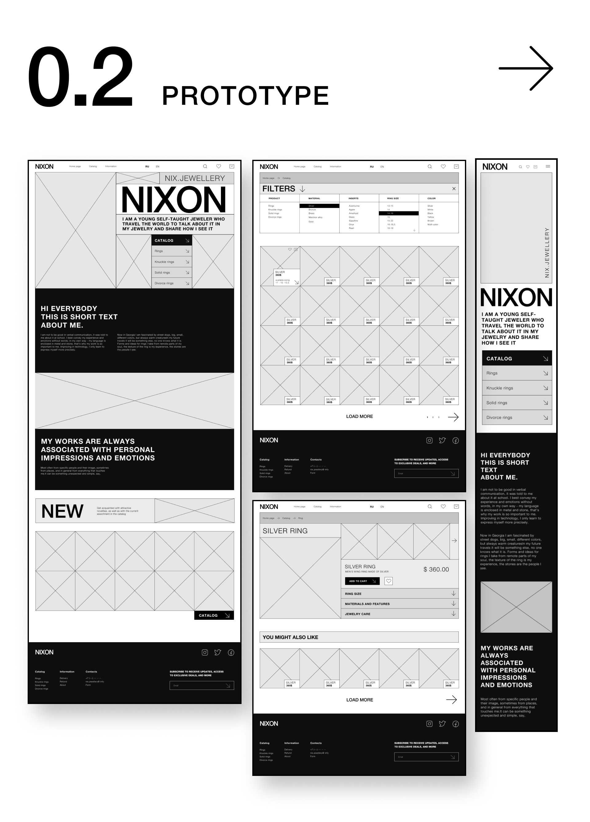 Концепция дизайна сайта для художника-ювелира Nixon — Изображение №3 — Интерфейсы на Dprofile