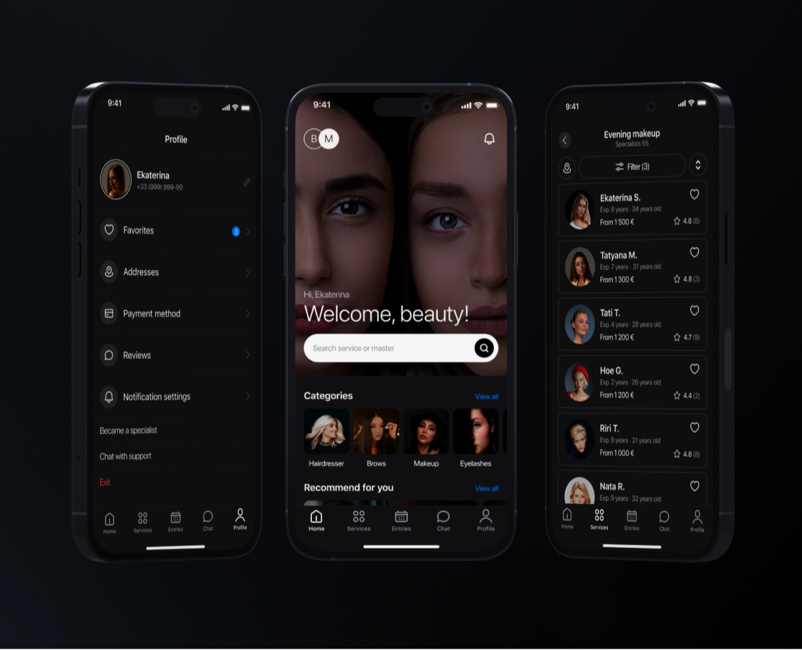 Beauty Master | Mobile Application — Интерфейсы на Dprofile