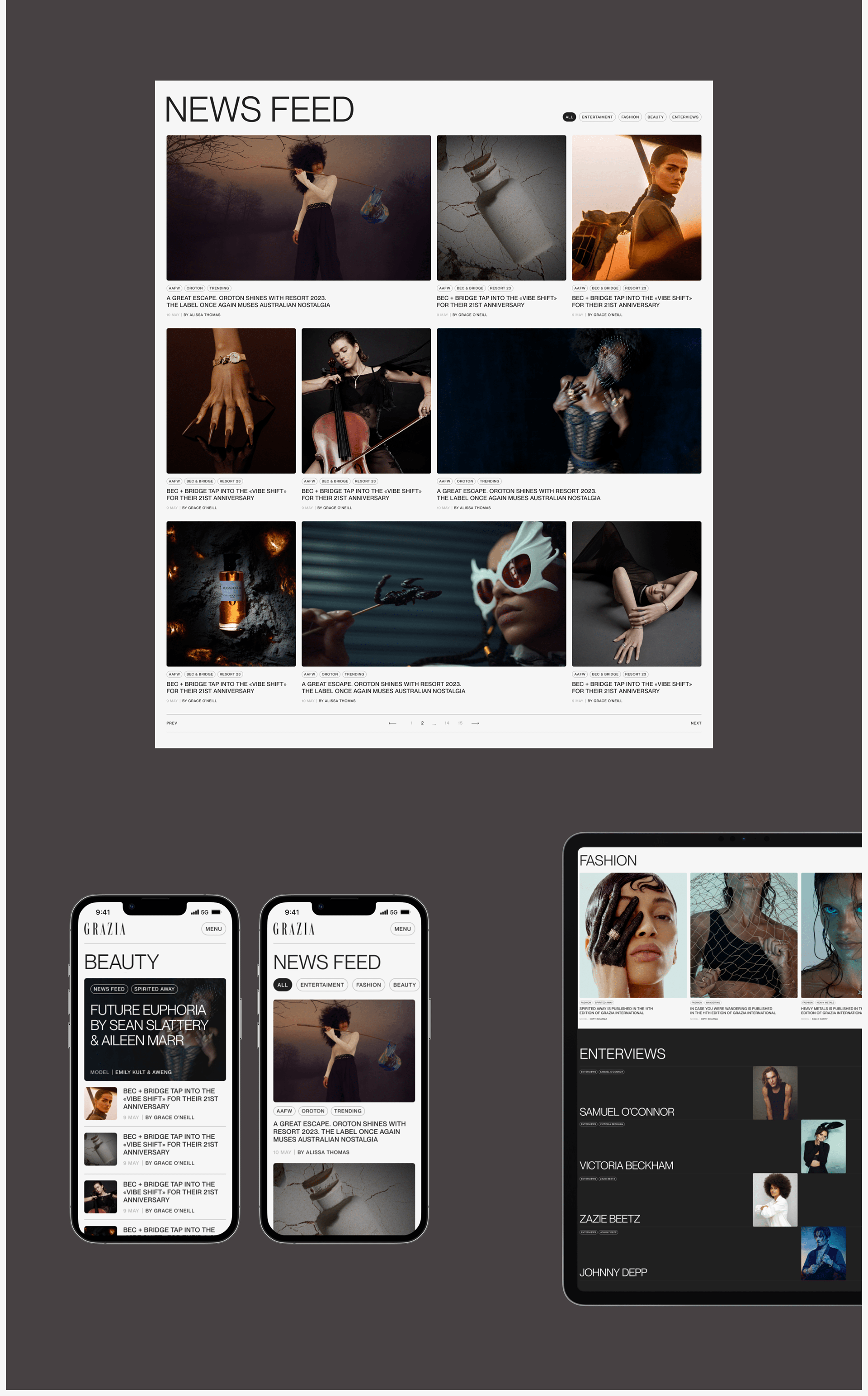 Grazia Magazine | News Site Redesign — Изображение №5 — Интерфейсы, Анимация на Dprofile