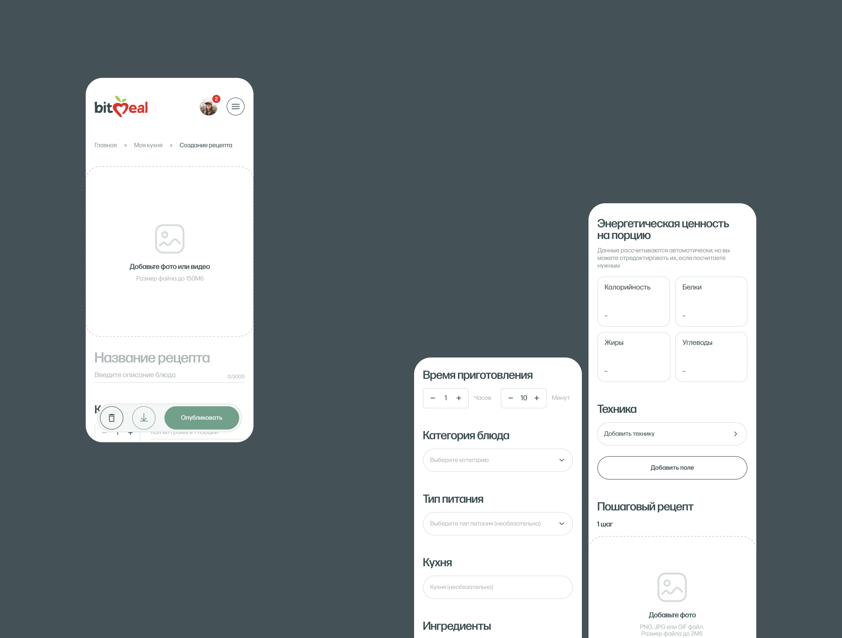BitMeal - UI/UX design platform for searching recipes — Изображение №21 — Интерфейсы на Dprofile