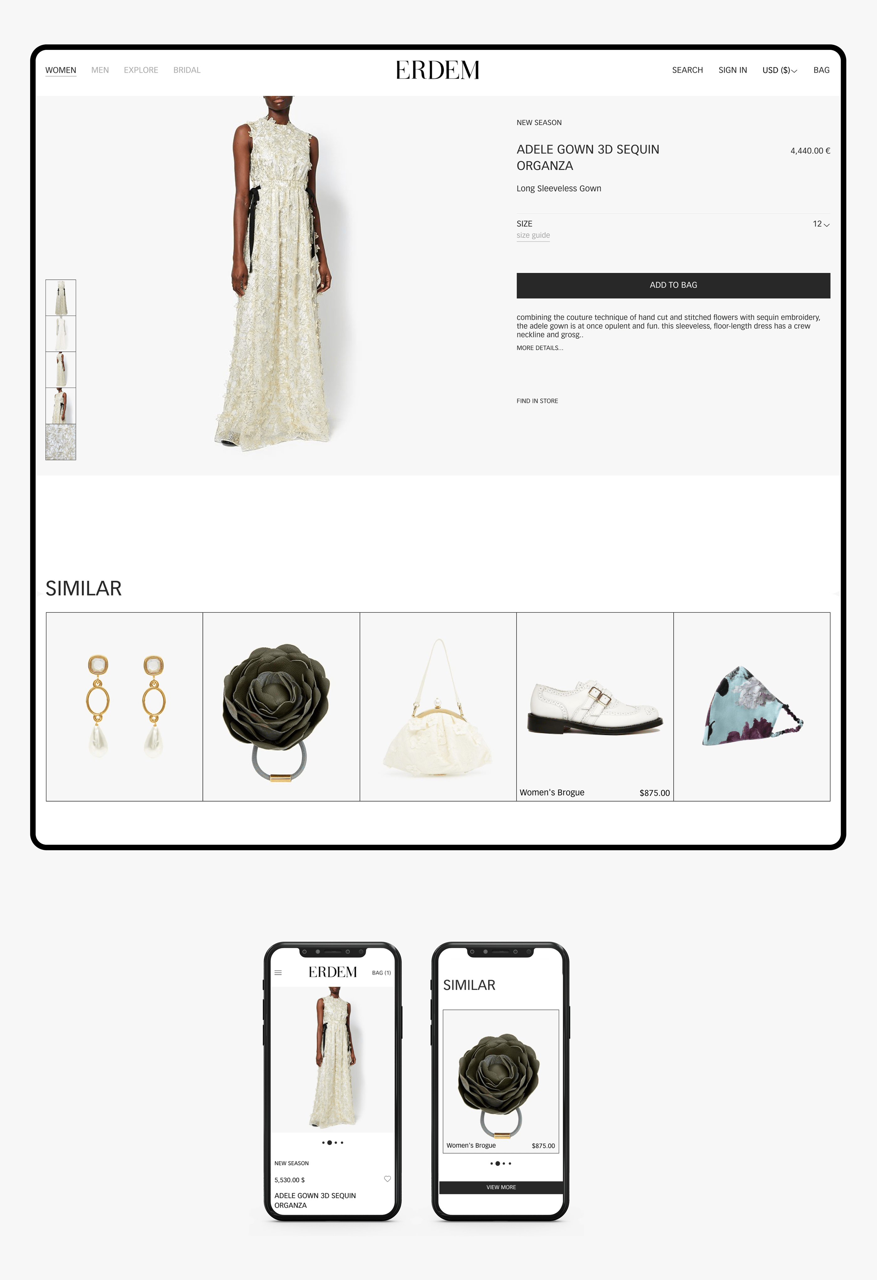 ERDEM — Website redesign 2022 — Изображение №4 — Интерфейсы, Графика на Dprofile