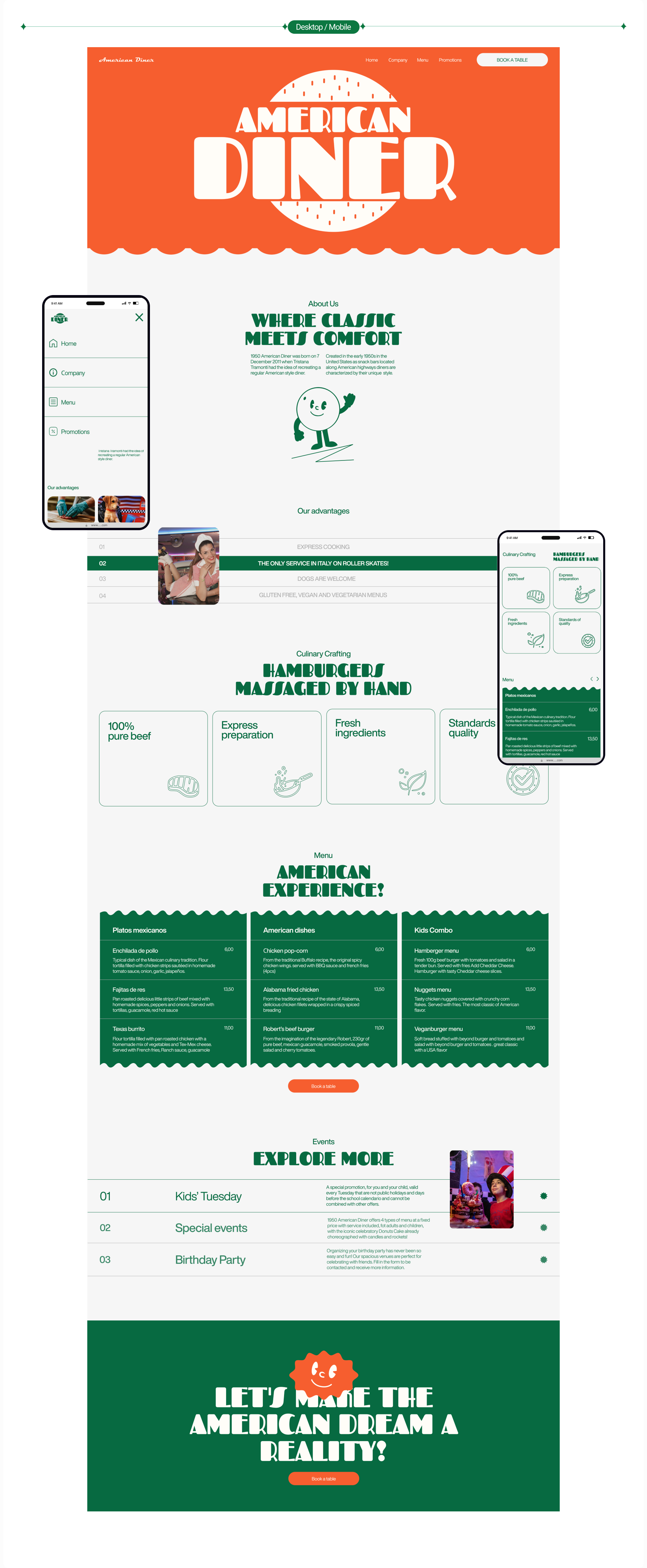 American Diner | Landing page — Изображение №5 — Интерфейсы на Dprofile