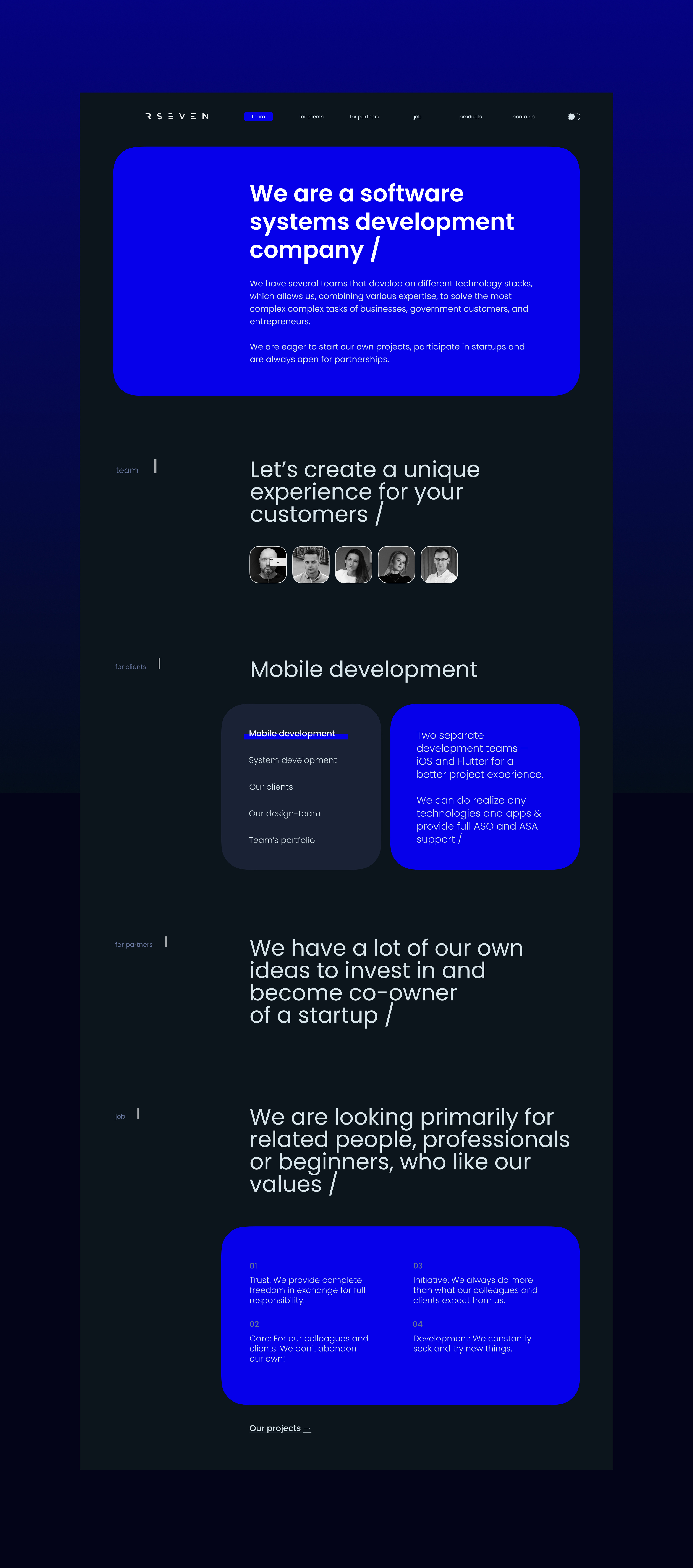 Landing page for a team of developers — Изображение №3 — Интерфейсы на Dprofile