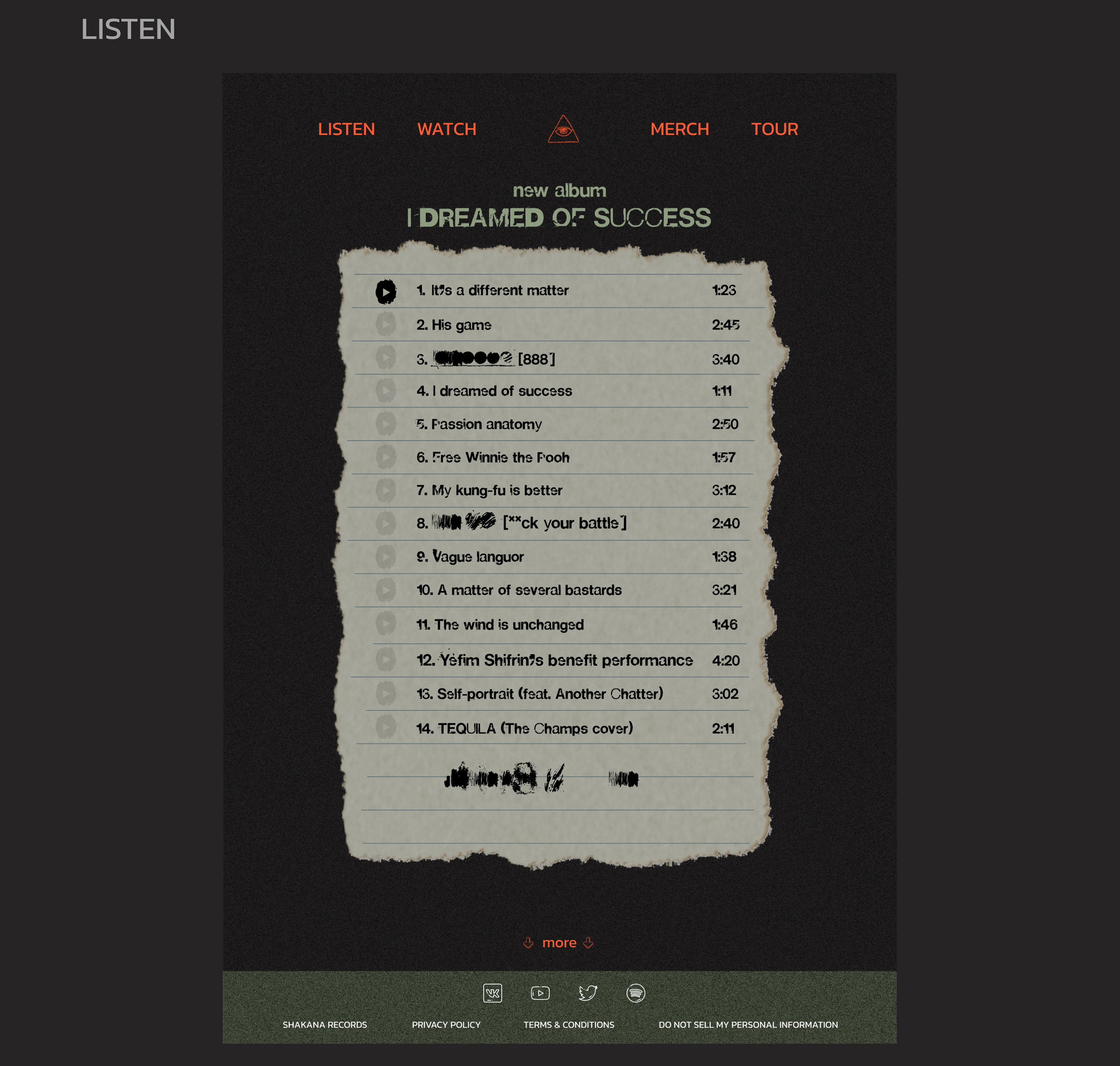 SHAKANA - musician website — Изображение №5 — Интерфейсы на Dprofile