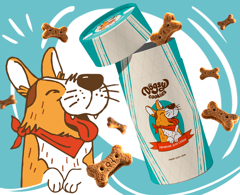 DOGSY Иллюстрация и дизайн упаковки печенья для собак на Dprofile