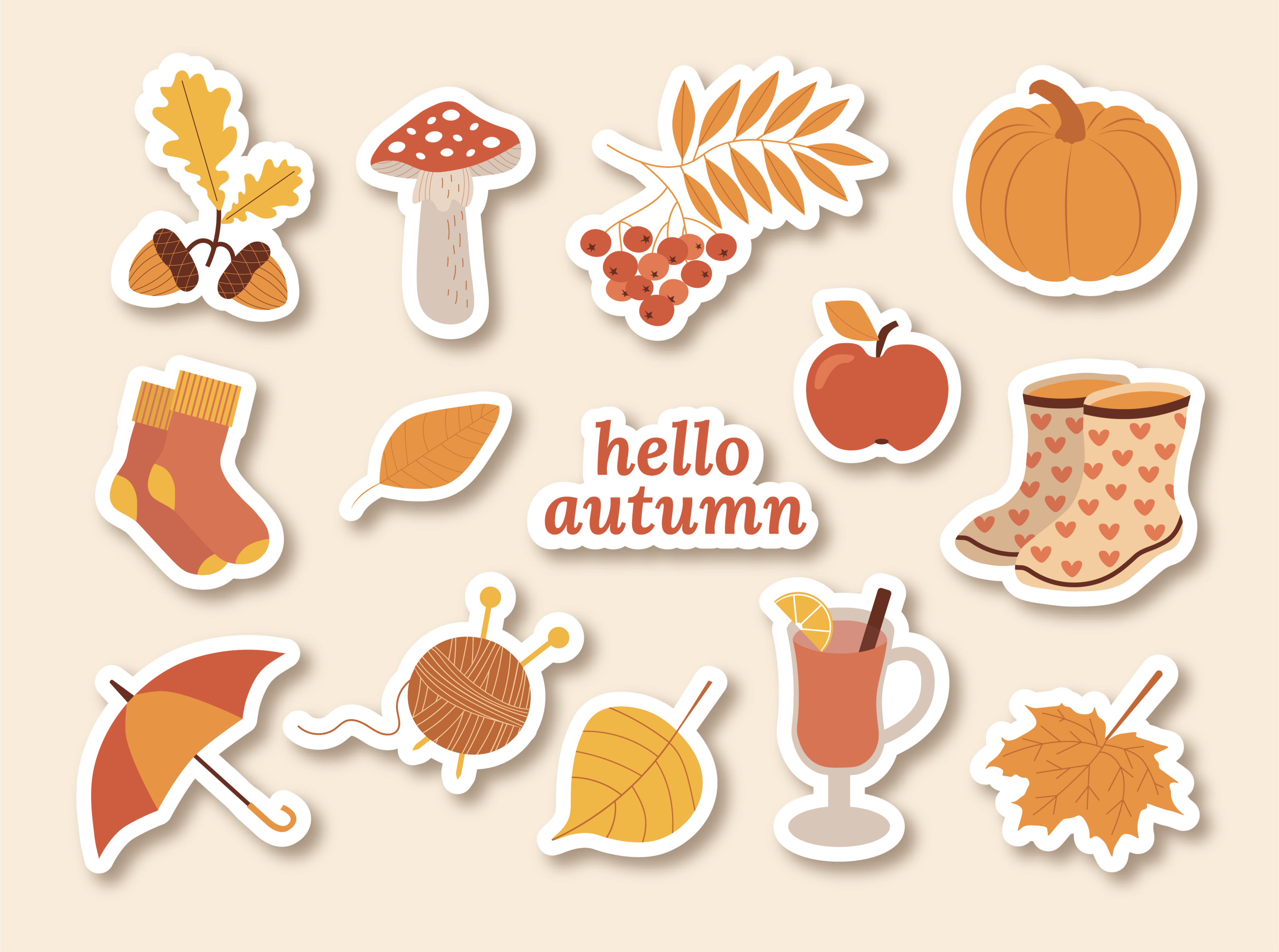 Набор стикеров Hello Autumn — Изображение №1 — Иллюстрация, Графика на Dprofile