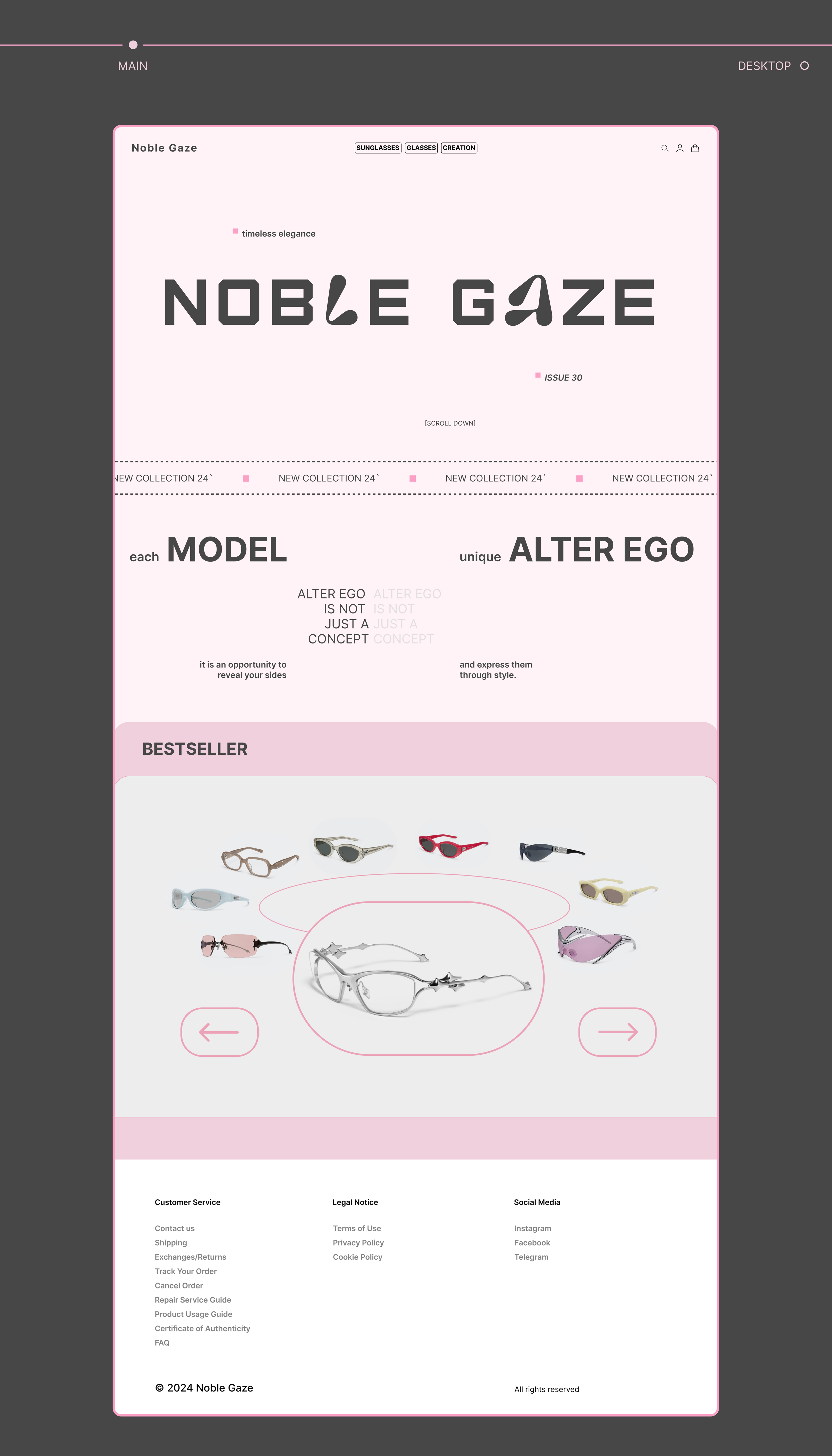 NOBLE GAZE — EYEWEAR STORE — Изображение №3 — Интерфейсы на Dprofile