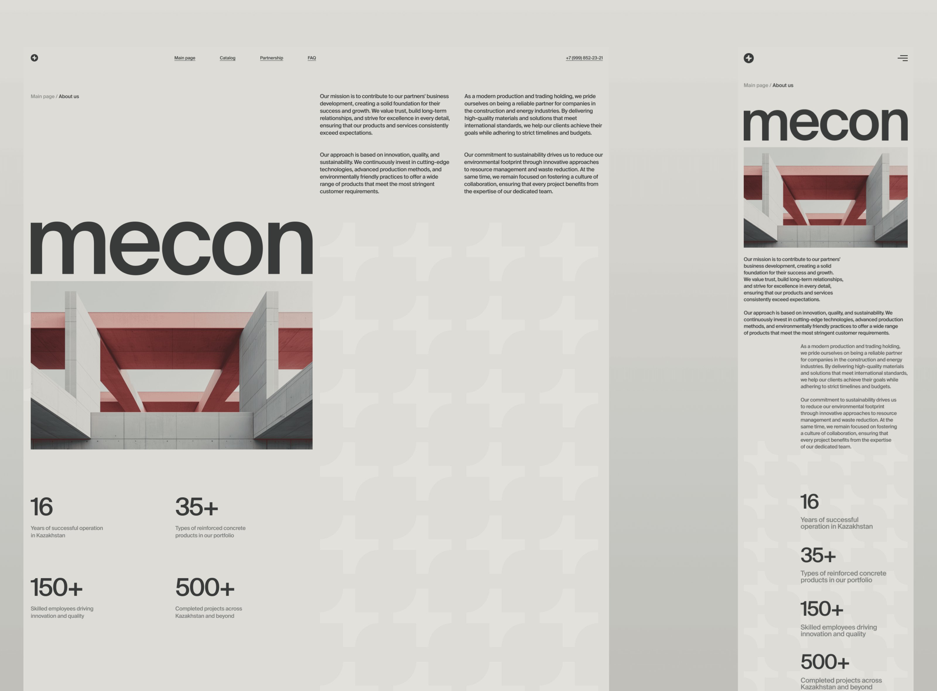mecon – concrete and metal manufacturing and distribution — Изображение №20 — Интерфейсы, Брендинг на Dprofile