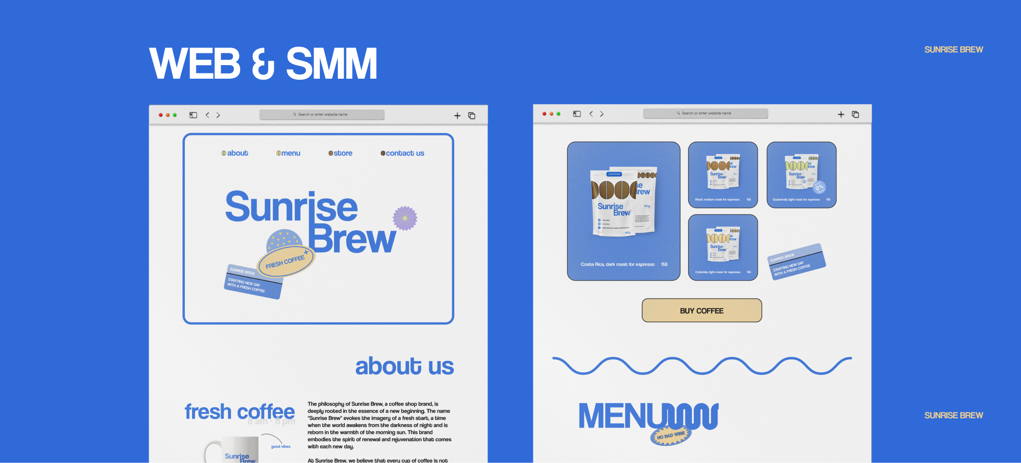 Sunrise Brew | Дизайн проект кофейни — Изображение №10 — Брендинг, Графика на Dprofile