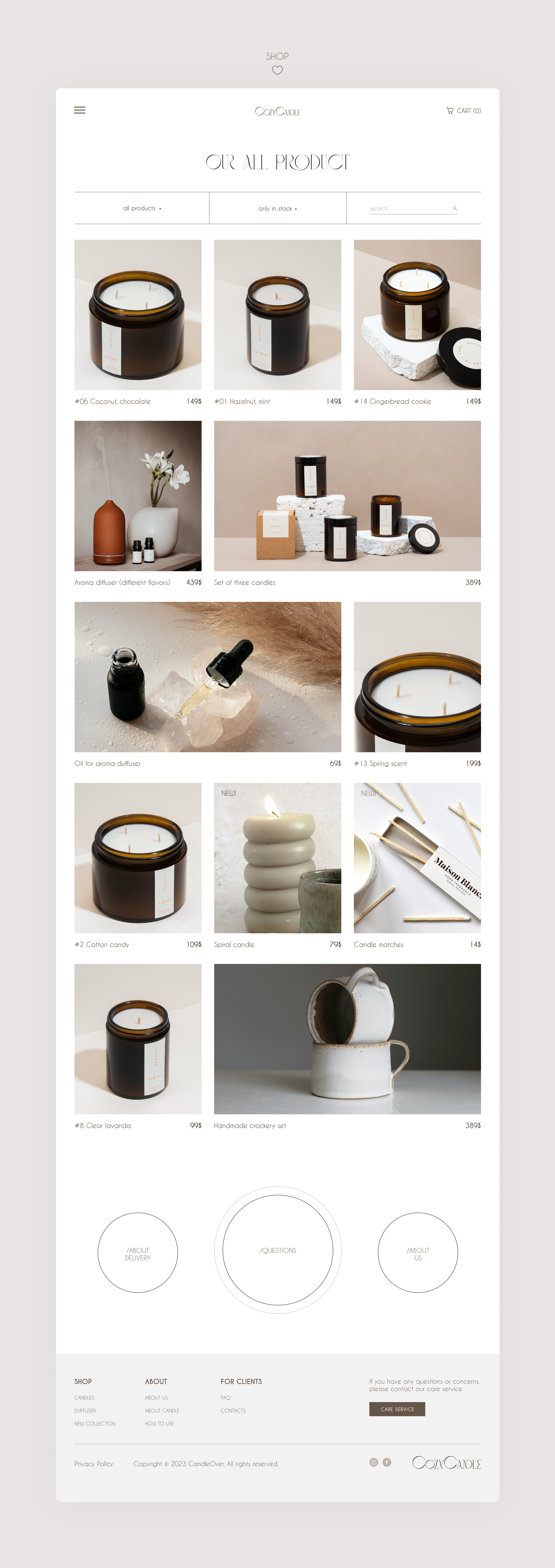 Candle shop | Web design online shop — Изображение №10 — Маркетинг, Интерфейсы на Dprofile
