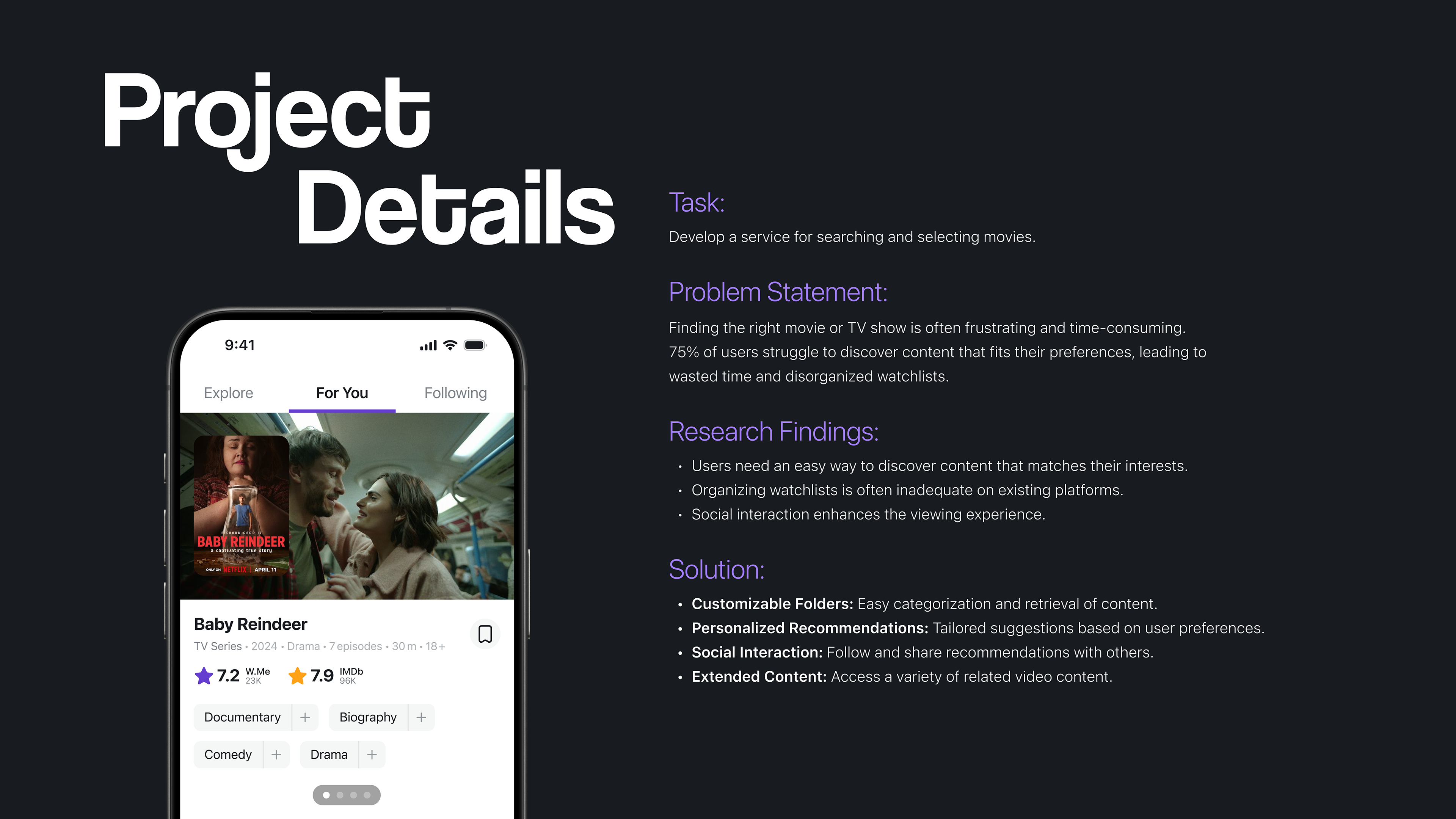 WatchMe | Movie and TV Show Hub (concept) — Изображение №2 — Интерфейсы на Dprofile