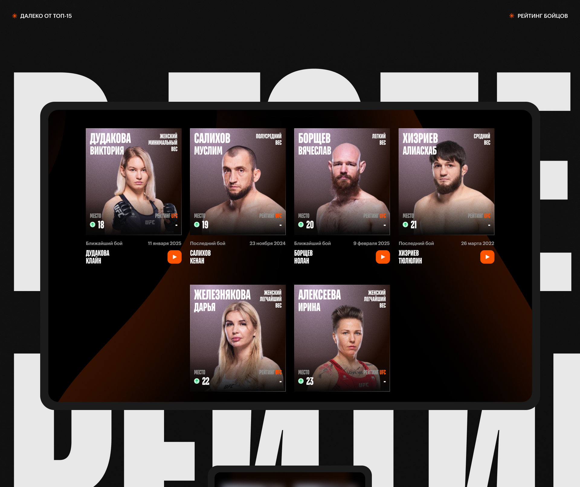 Рейтинг российских бойцов UFC — Изображение №10 — Интерфейсы на Dprofile