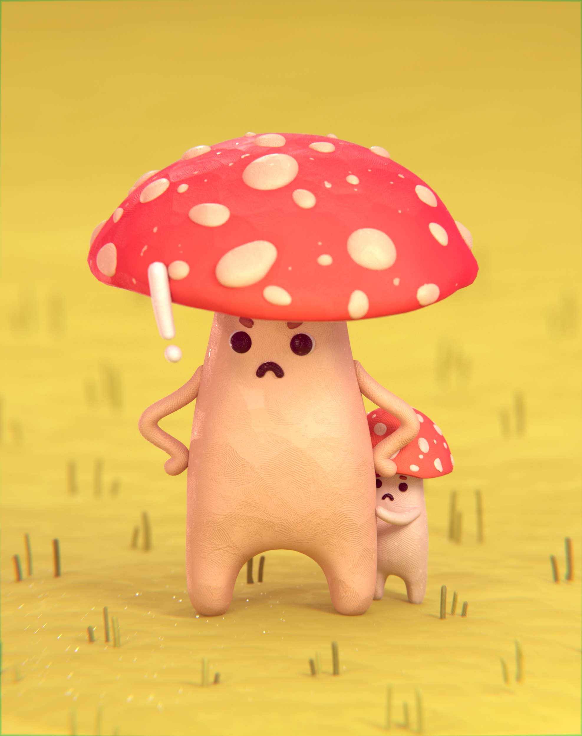 Mama mushroom and baby mushroom (2022) — Изображение №2 — Графика, 3D на Dprofile